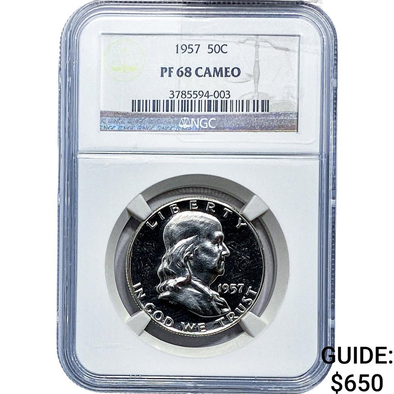 1957 Franklin Half Dollar NGC PF68 Cameo (1 of 2)