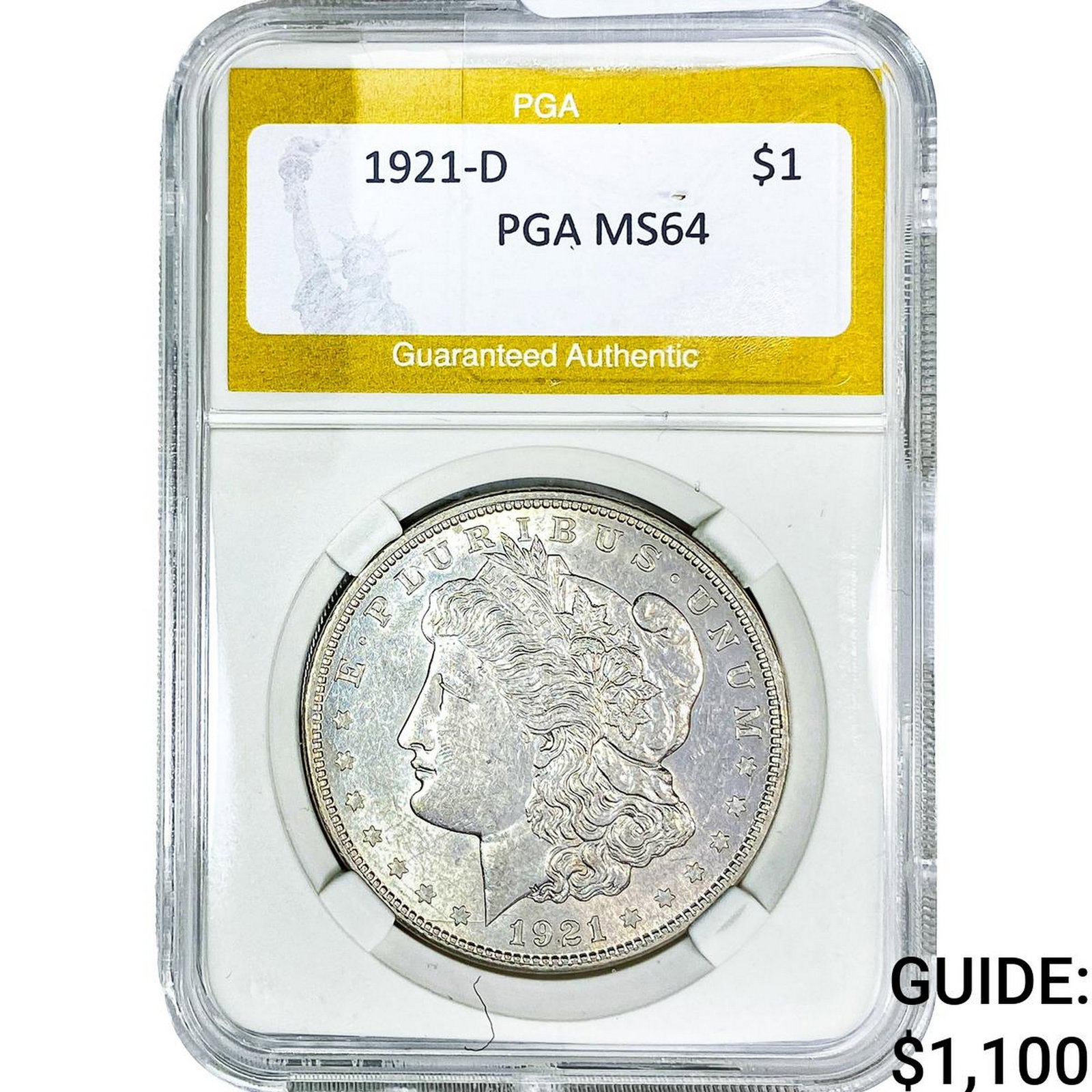 1921-D Morgan Silver Dollar PGA MS64: 1921-D Morgan Silver Dollar PGA MS64