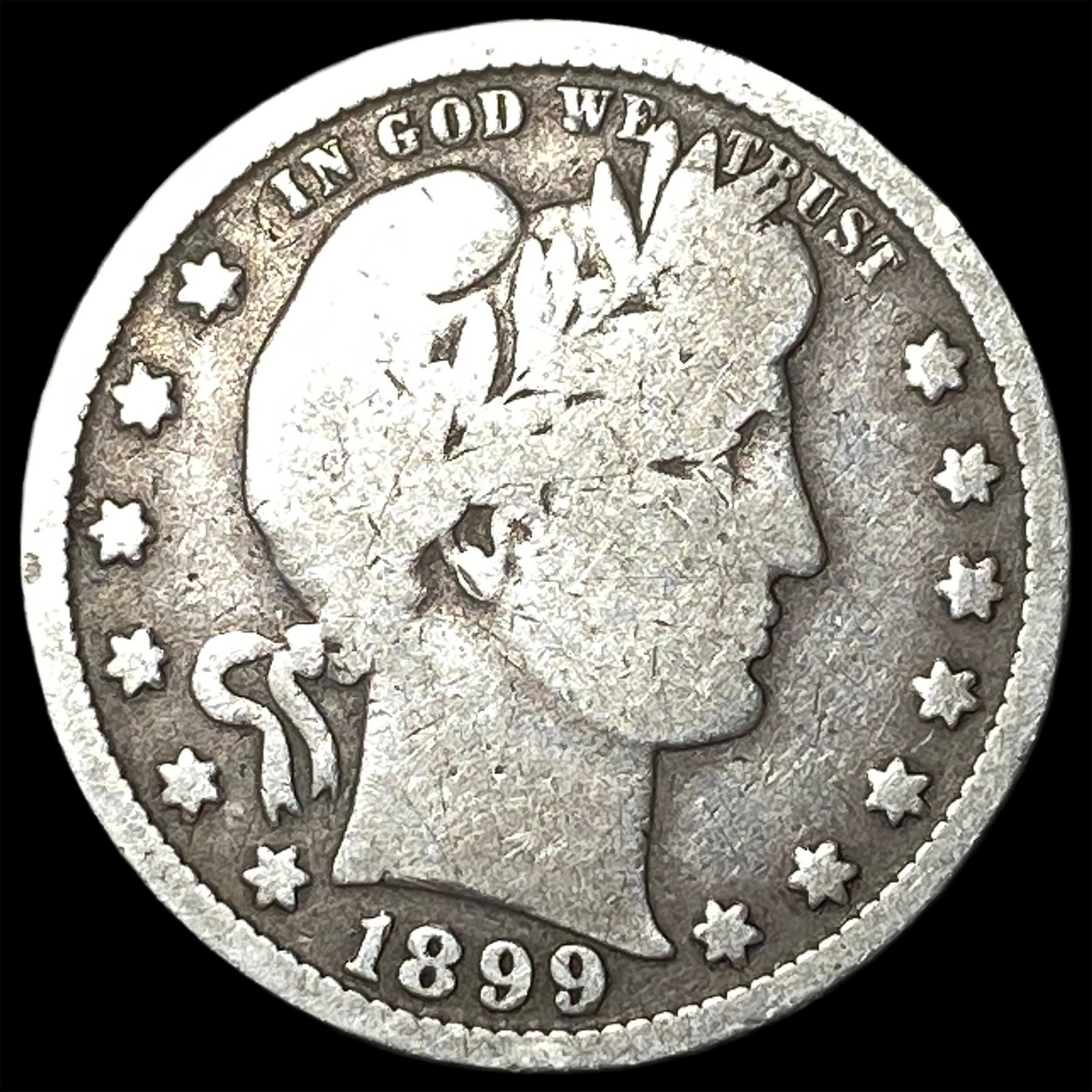 1899 Silver Barber Quarter NICELY CIRCULATED: 1899 Silver Barber Quarter NICELY CIRCULATED