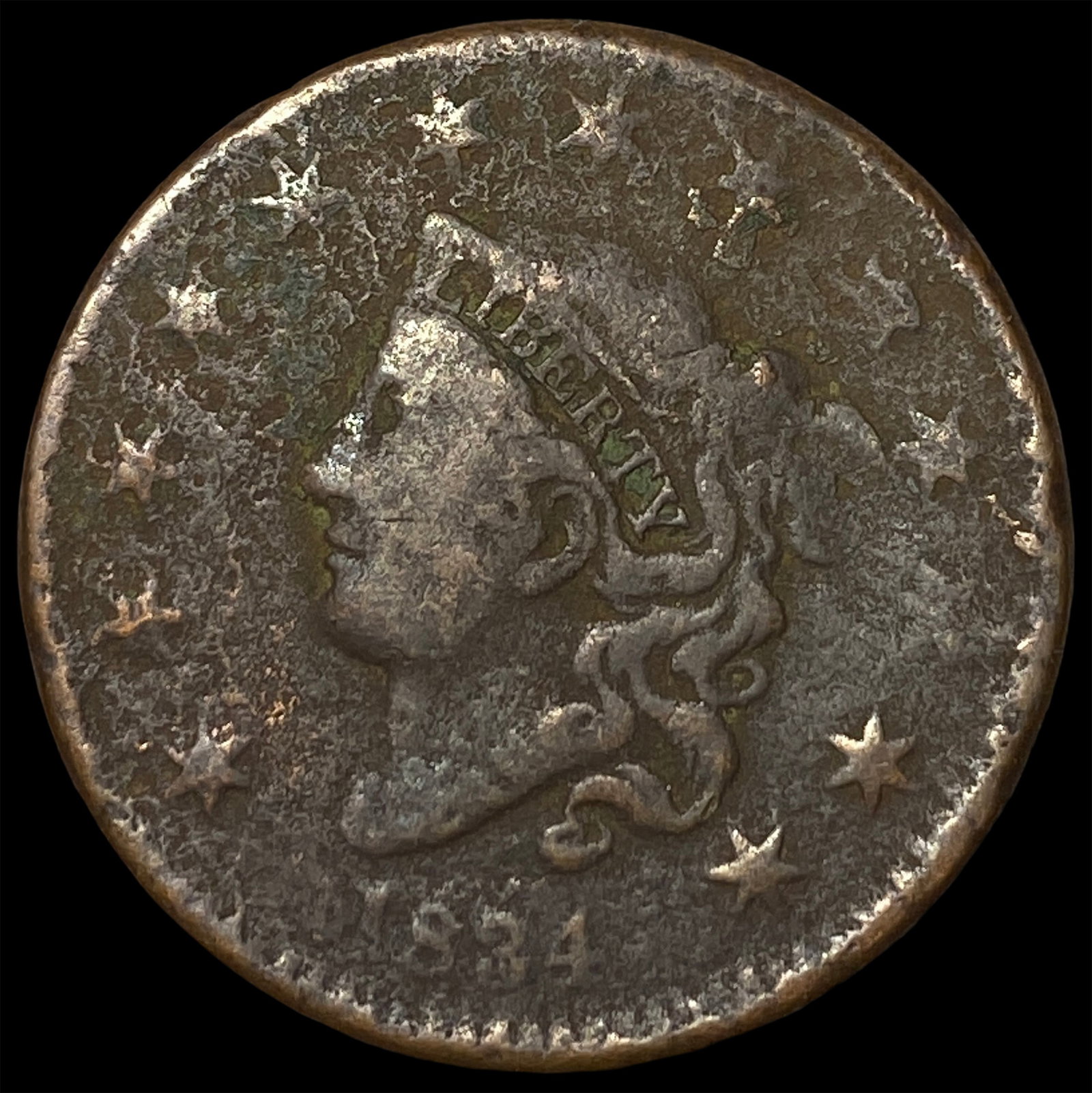 1834 Coronet Head Large Cent NICELY CIRCULATED: 1834 Coronet Head Large Cent NICELY CIRCULATED