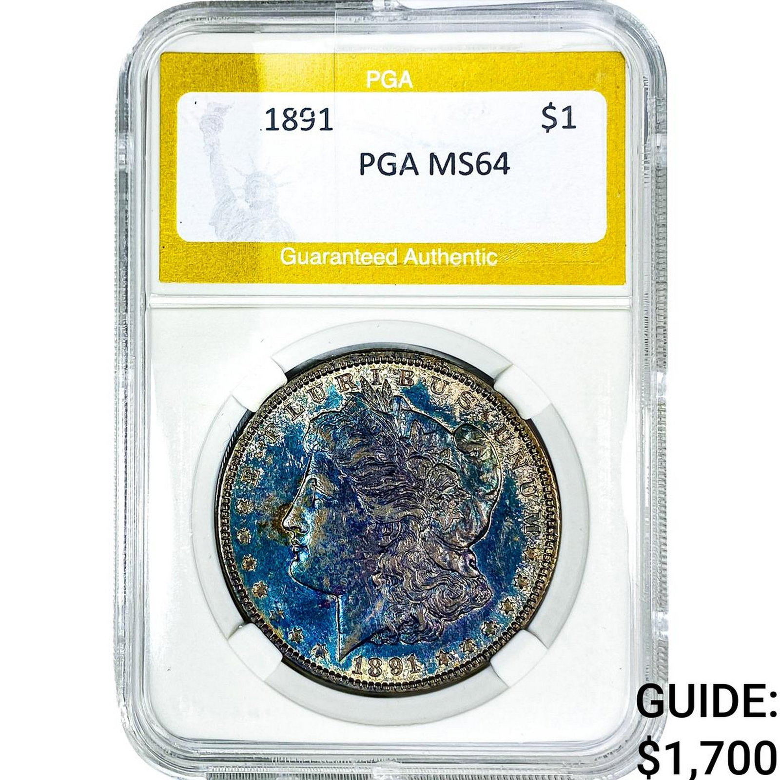 1891 Morgan Silver Dollar PGA MS64: 1891 Morgan Silver Dollar PGA MS64