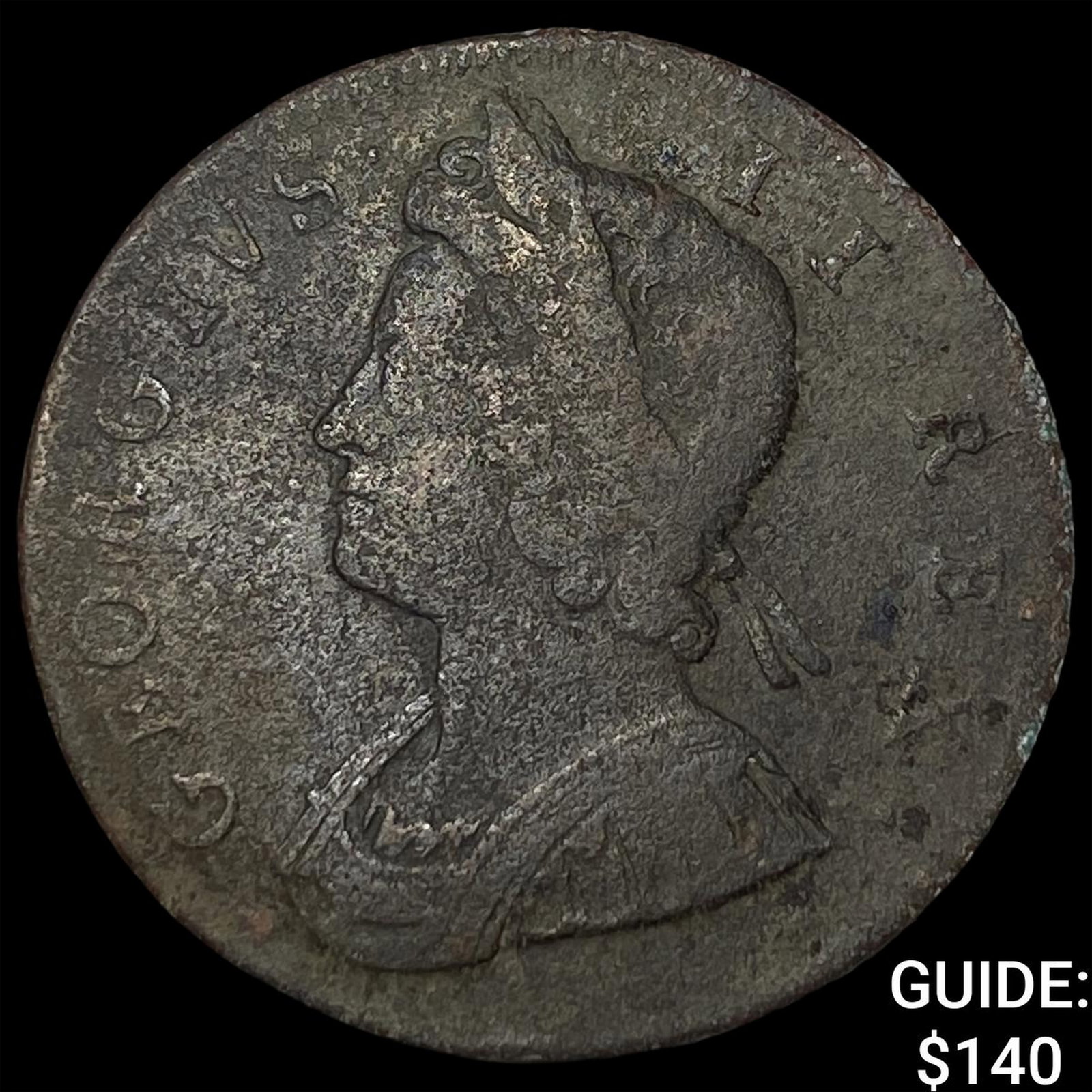 1750 Great Britain Copper 1/2 Penny: 1750 Great Britain Copper 1/2 Penny