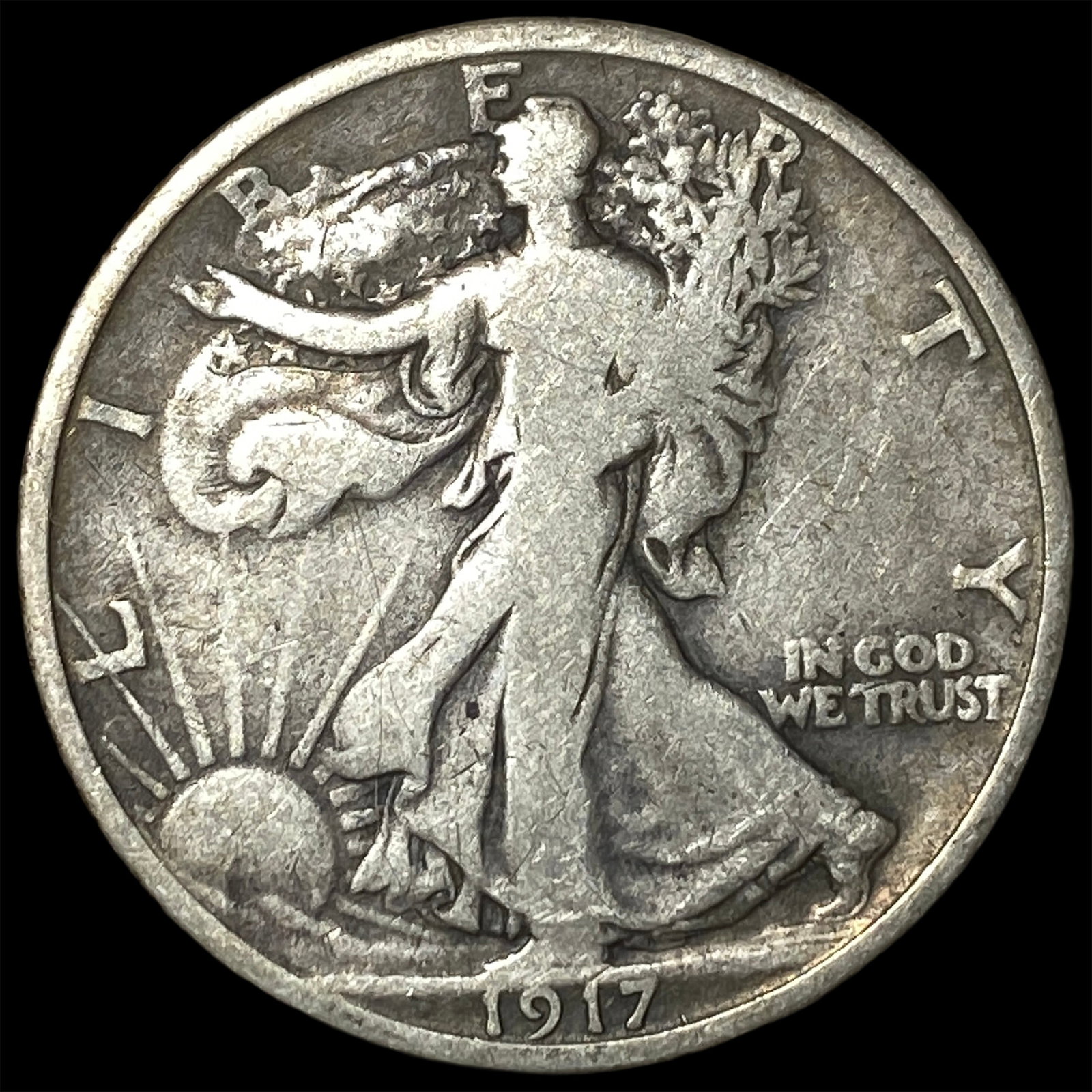 1917 Walking Liberty Half Dollar NICELY CIRCULATED: 1917 Walking Liberty Half Dollar NICELY CIRCULATED