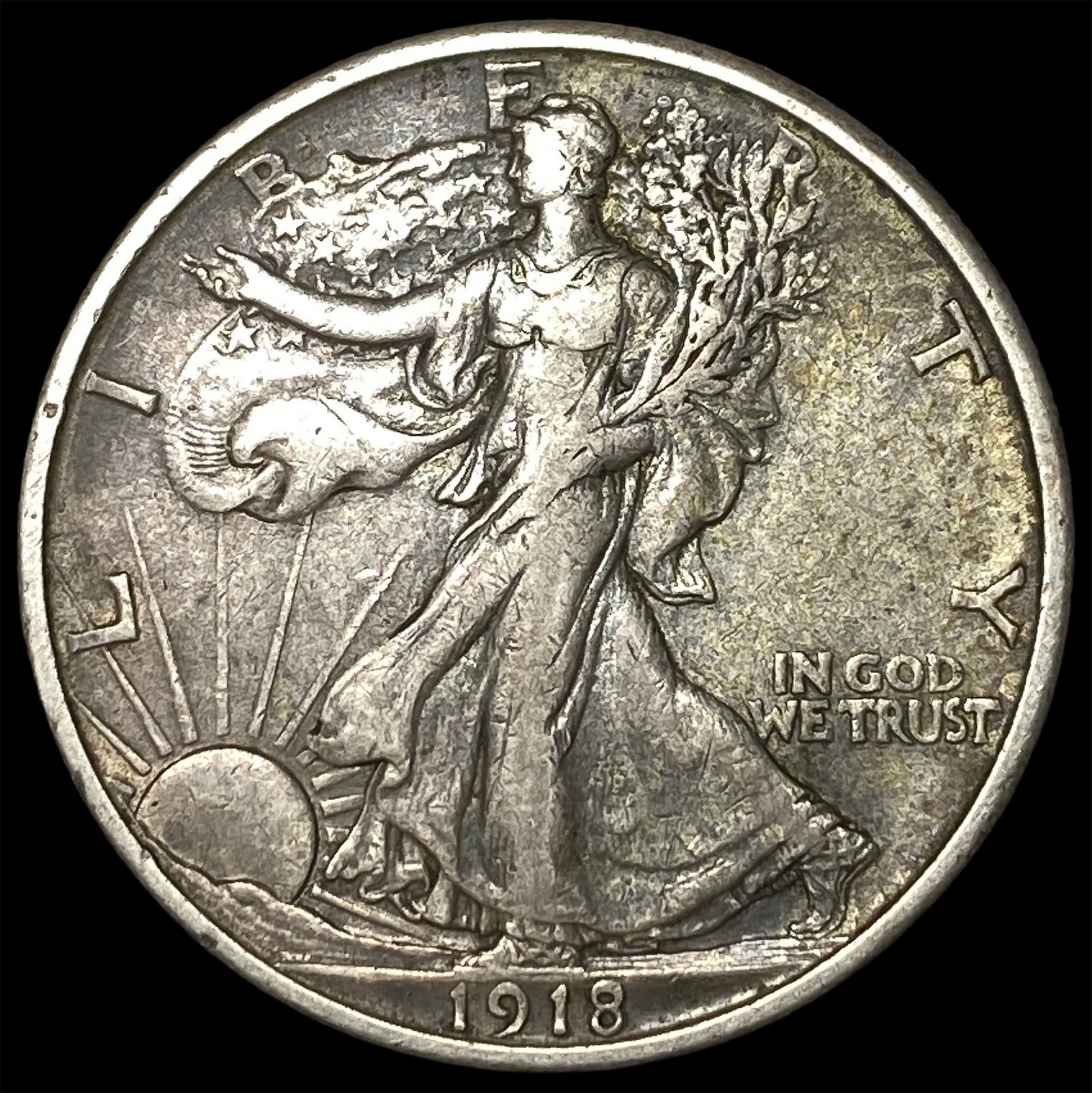 1918-S Silver Walking Liberty Half Dollar NEARLY UNCIRCULATED (1 of 2)