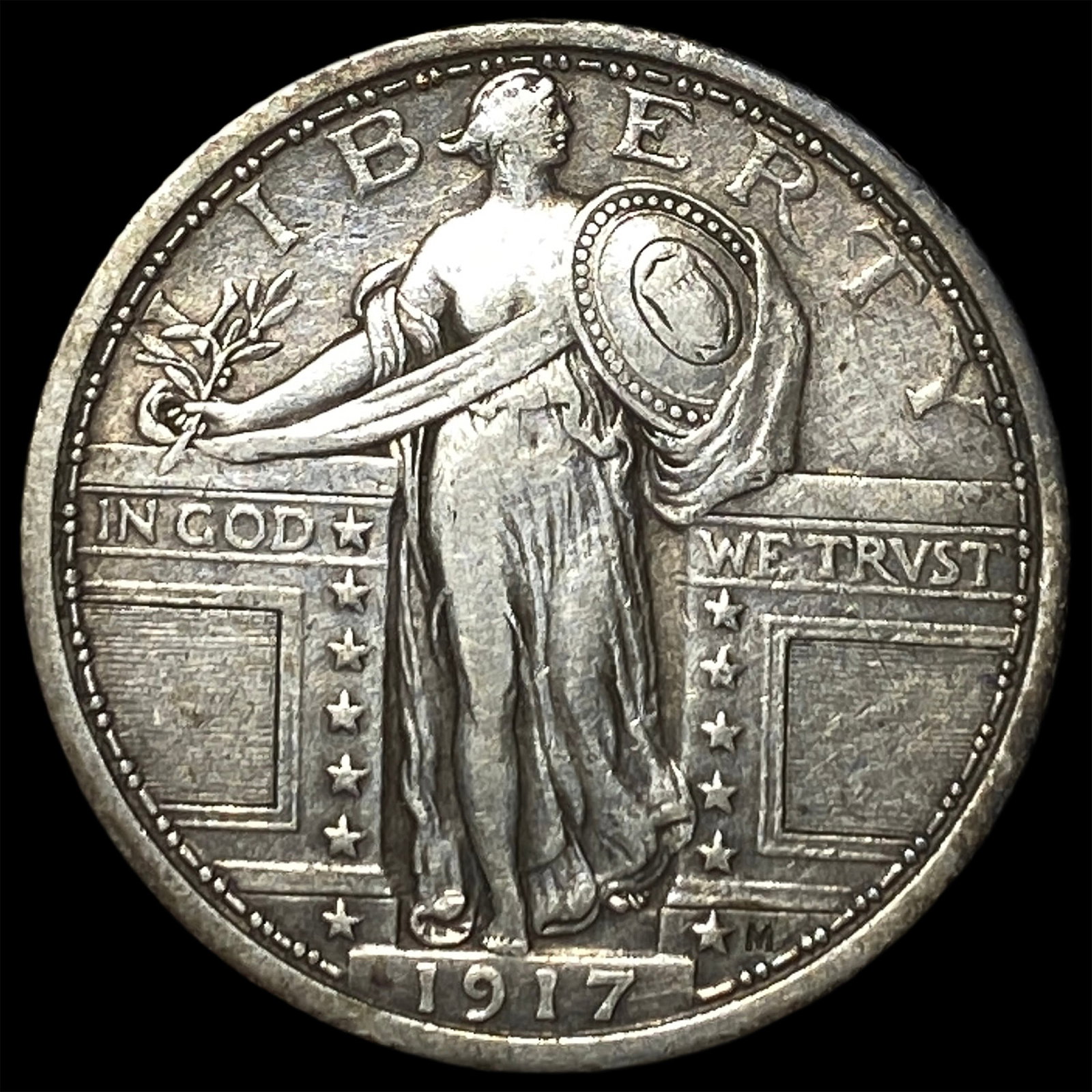1917 Type 1 Standing Liberty Quarter NEARLY UNCIRCULATED: 1917 Type 1 Standing Liberty Quarter NEARLY UNCIRCULATED