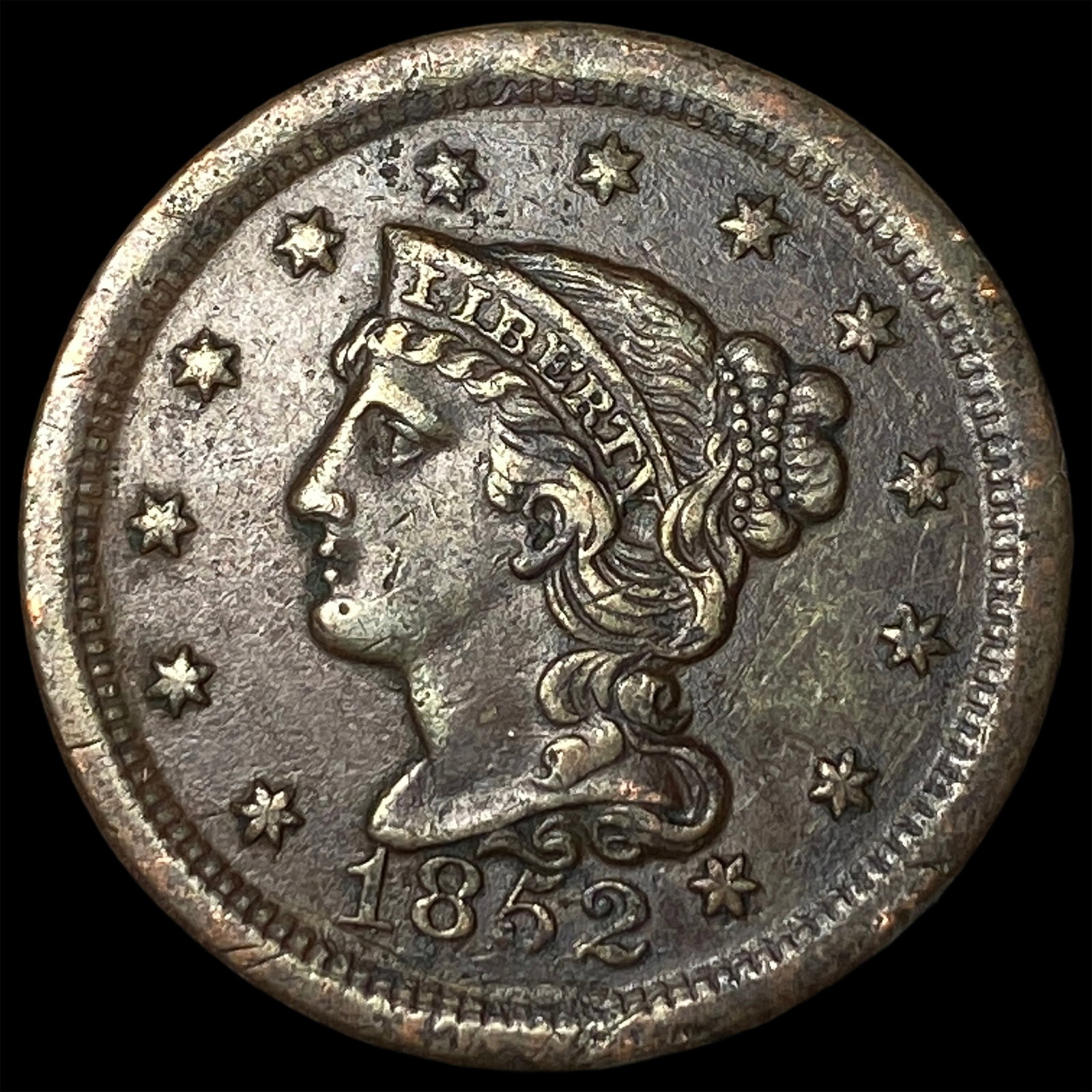 1852 Braided Hair Large Cent NEARLY UNCIRCULATED (1 of 2)