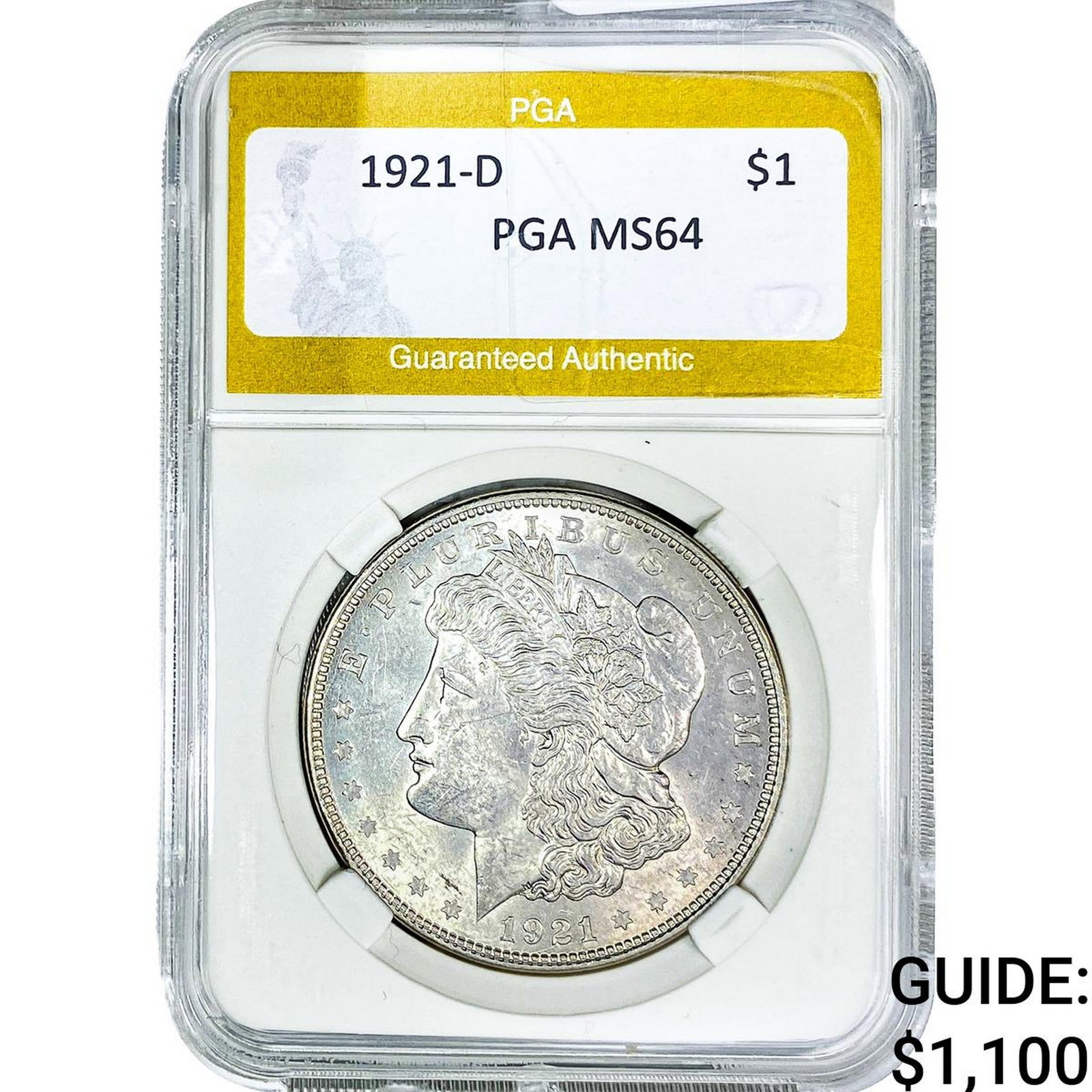 1921-D Morgan Silver Dollar PGA MS64: 1921-D Morgan Silver Dollar PGA MS64