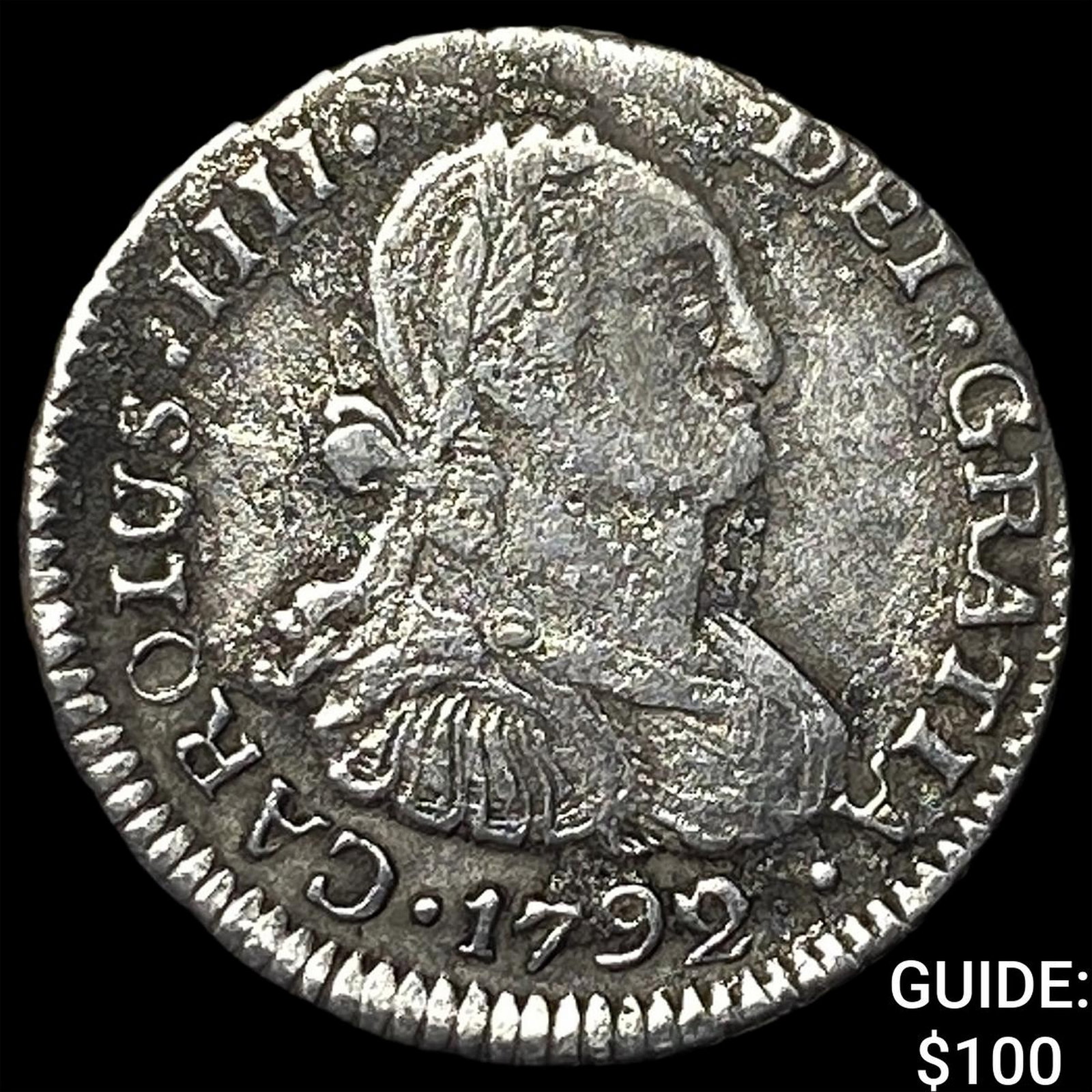 1792 Bolivia Potosi Silver 1/2 Real: 1792 Bolivia Potosi Silver 1/2 Real