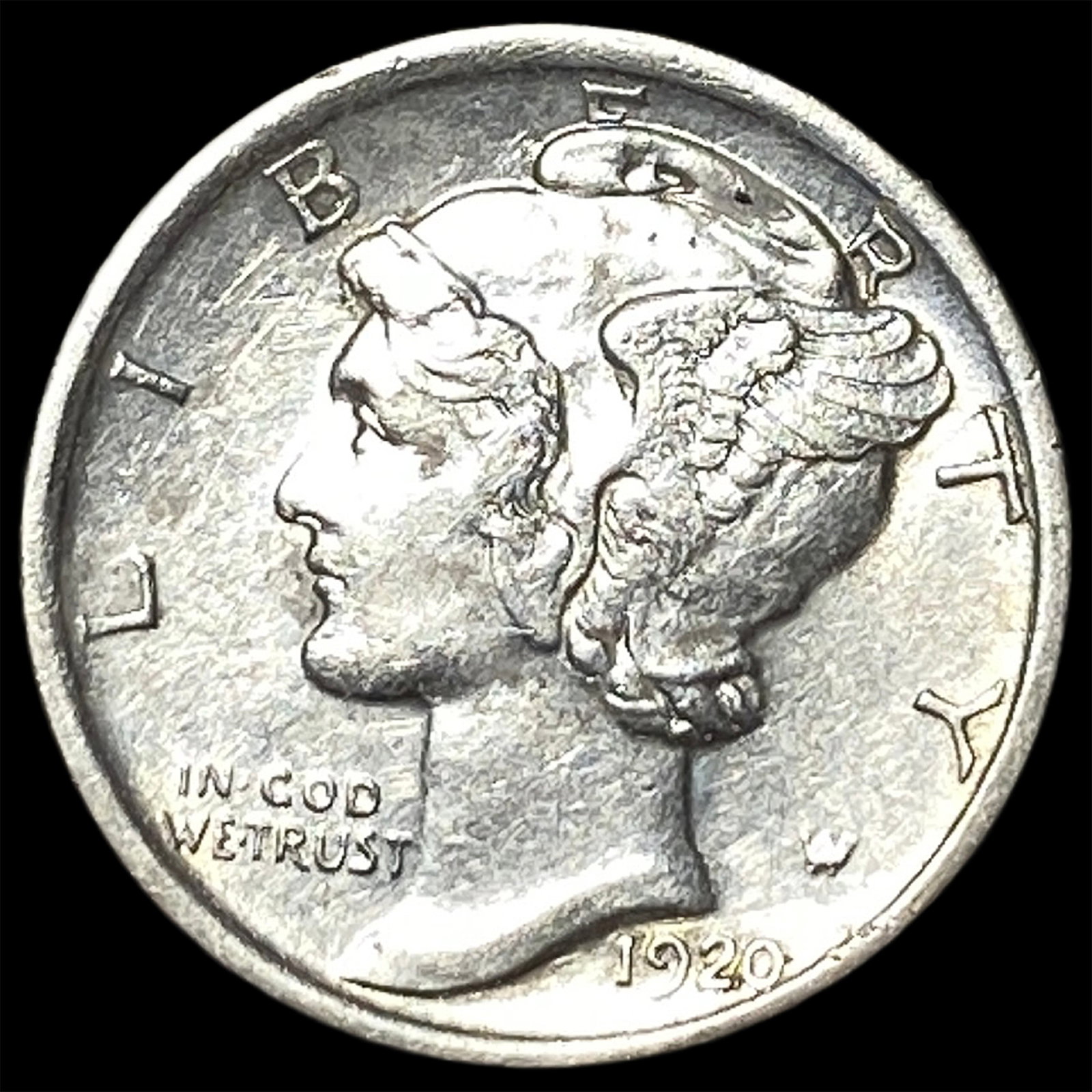 1920-D Silver Mercury Dime CLOSELY UNCIRCULATED: 1920-D Silver Mercury Dime CLOSELY UNCIRCULATED