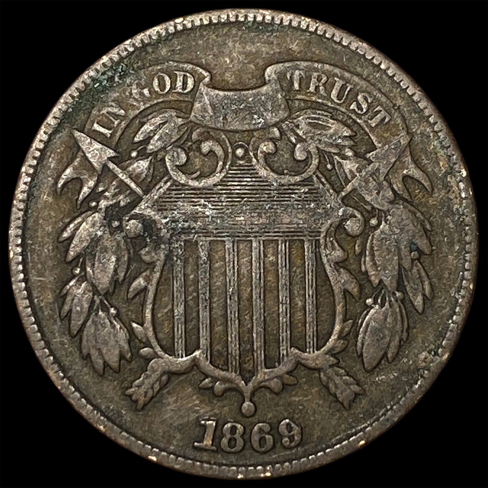 1869 Copper 2 Cents ABOUT UNCIRCULATED (1 of 2)
