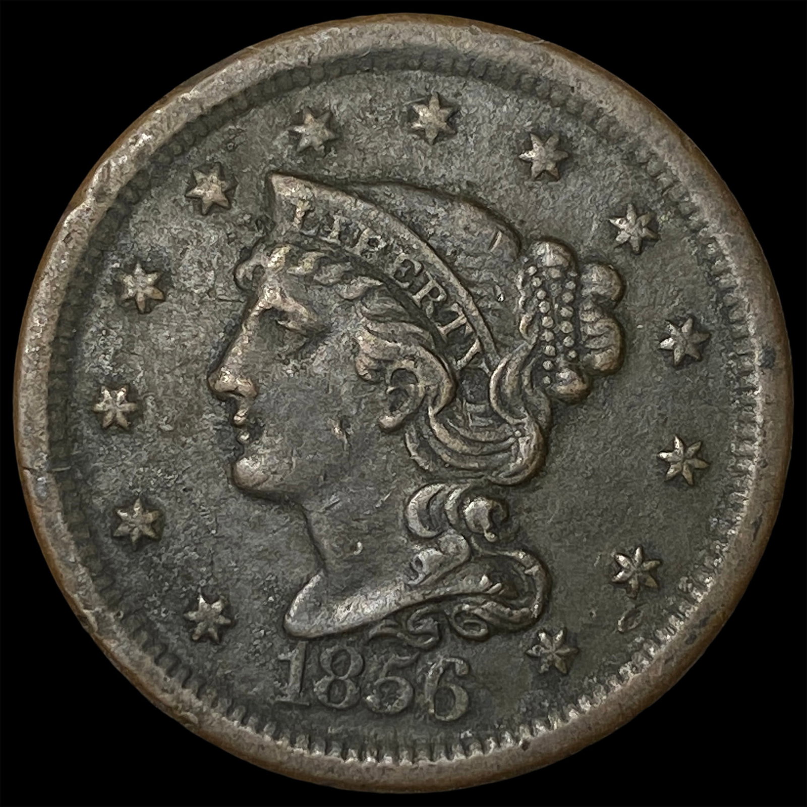 1856 Braided Hair Large Cent NEARLY UNCIRCULATED: 1856 Braided Hair Large Cent NEARLY UNCIRCULATED