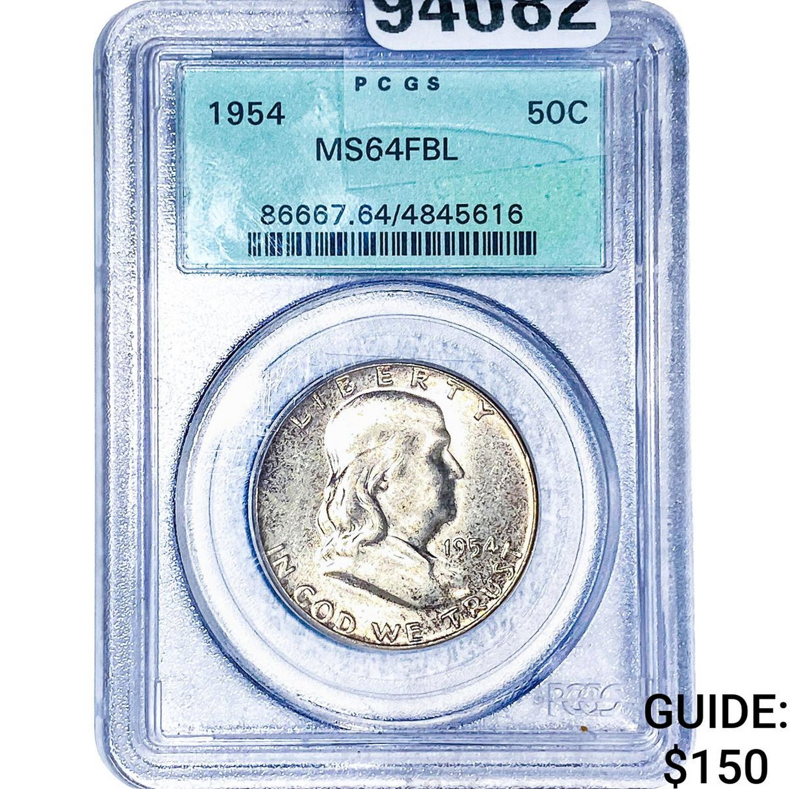 1954 Franklin Half Dollar PCGS MS64 FBL (1 of 2)