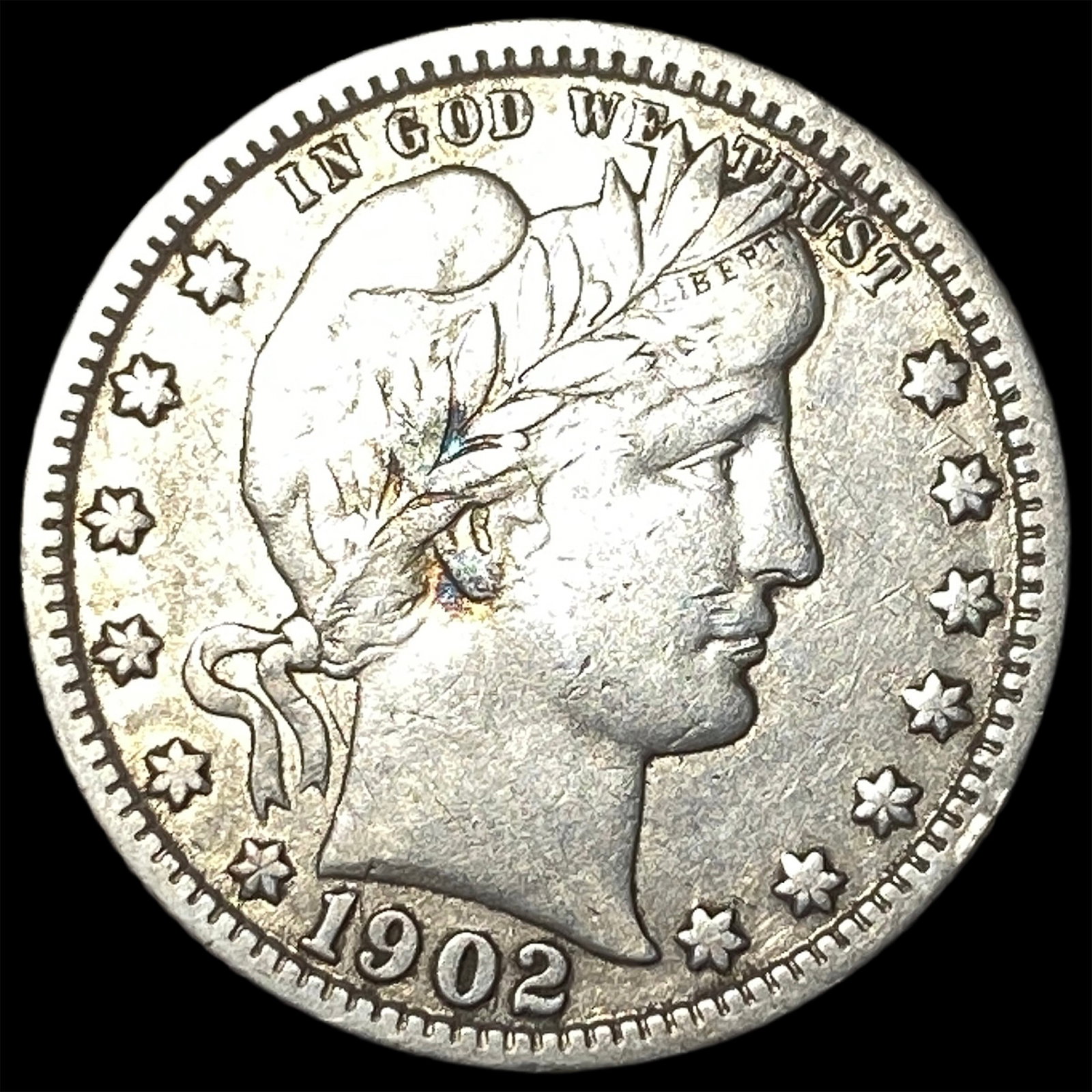 1902-O Silver Barber Quarter NEARLY UNCIRCULATED (1 of 2)