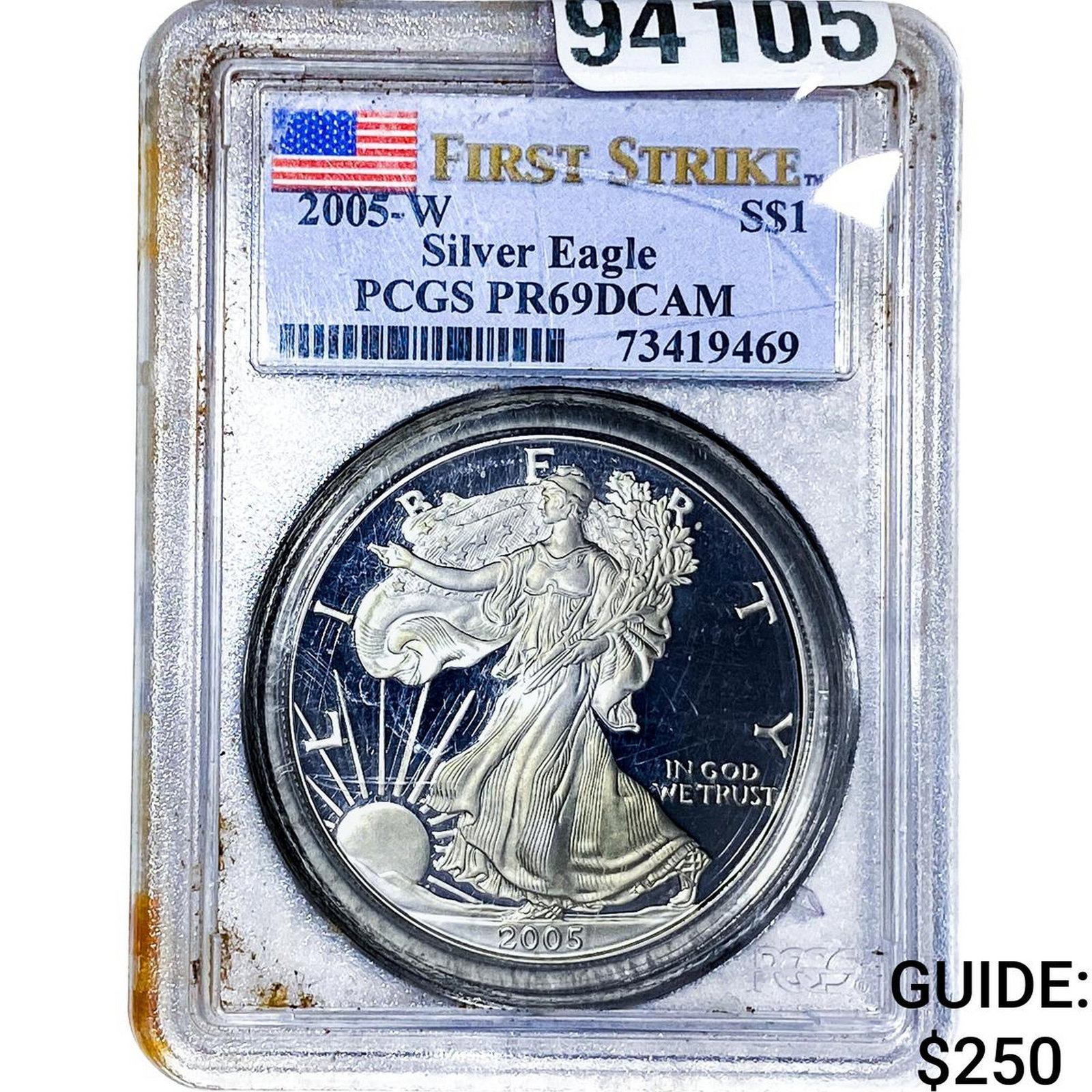 2005-W Silver Eagle PCGS PR69 DCAM: 2005-W Silver Eagle PCGS PR69 DCAM