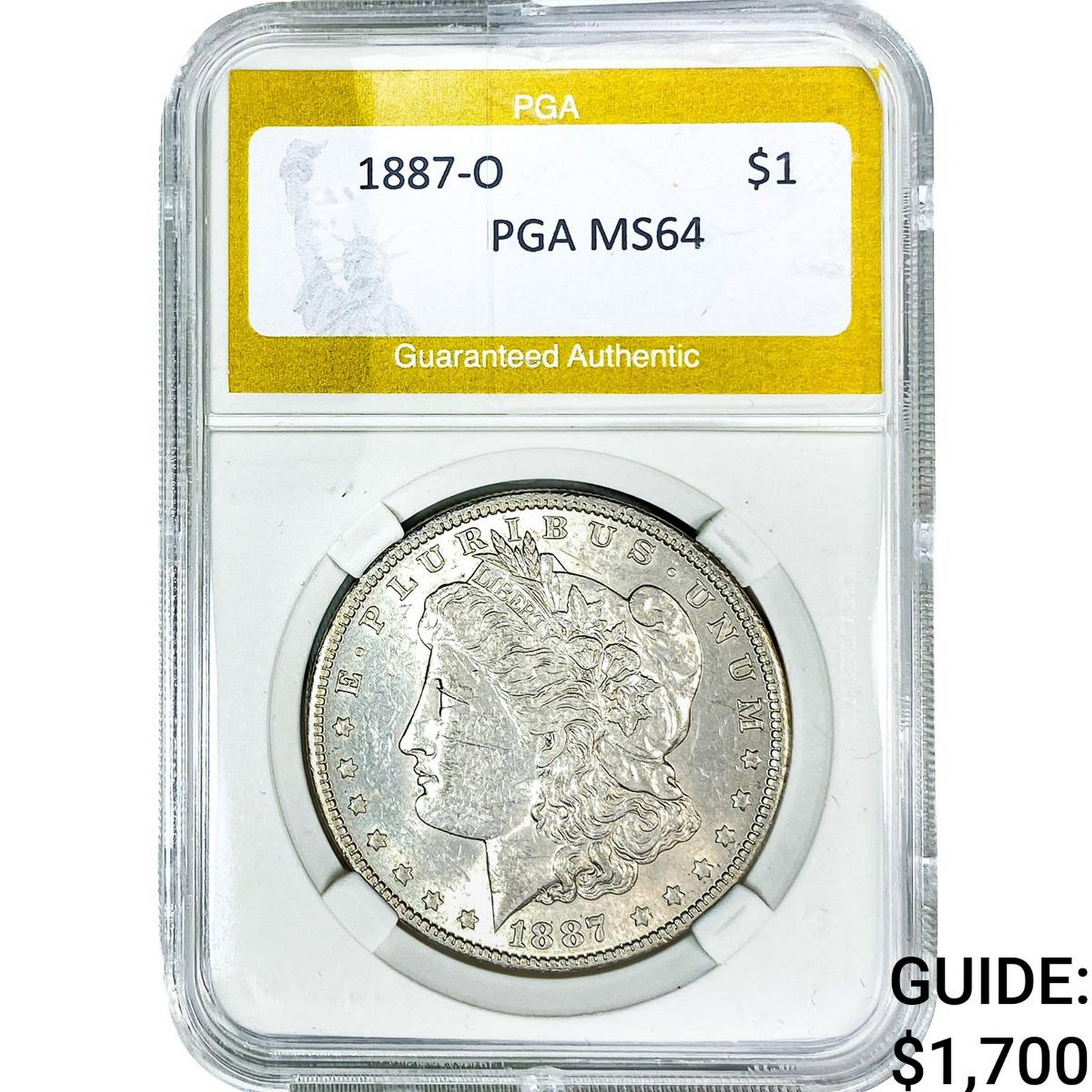 1887-O Morgan Silver Dollar PGA MS64: 1887-O Morgan Silver Dollar PGA MS64