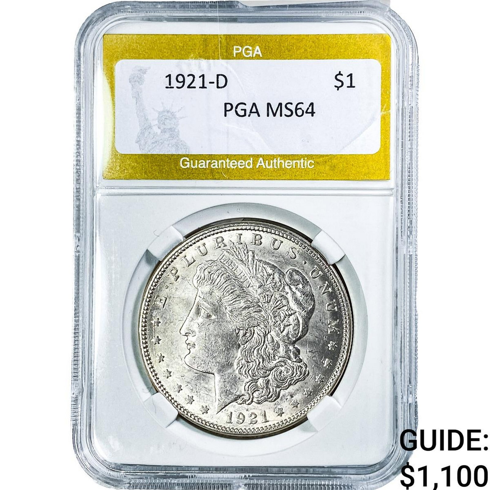 1921-D Morgan Silver Dollar PGA MS64: 1921-D Morgan Silver Dollar PGA MS64