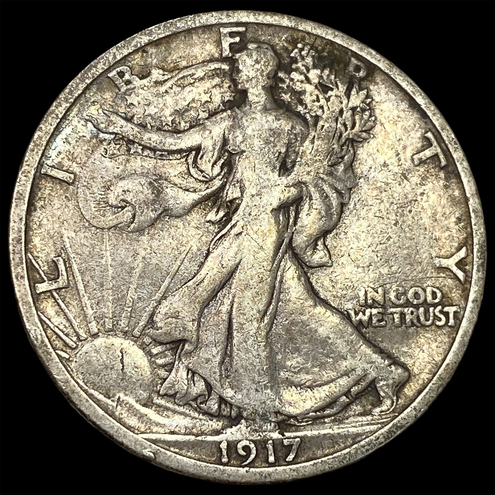 1917-D Silver Walking Liberty Half Dollar LIGHTLY CIRCULATED (1 of 2)