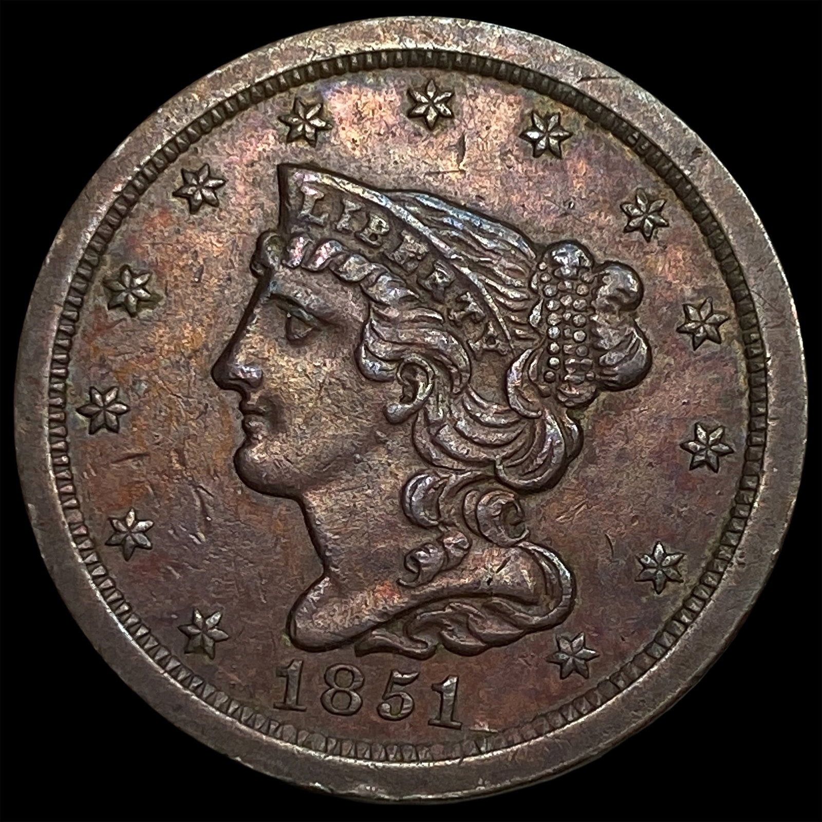1851 Braided Hair Half Cent CLOSELY UNCIRCULATED (1 of 2)
