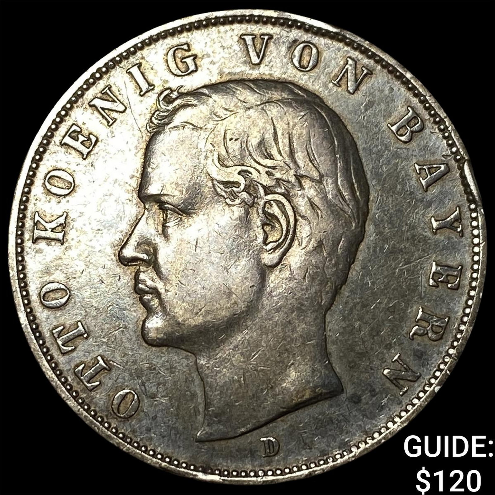 1909 German States Bavaria Silver 3 Mark: 1909 German States Bavaria Silver 3 Mark