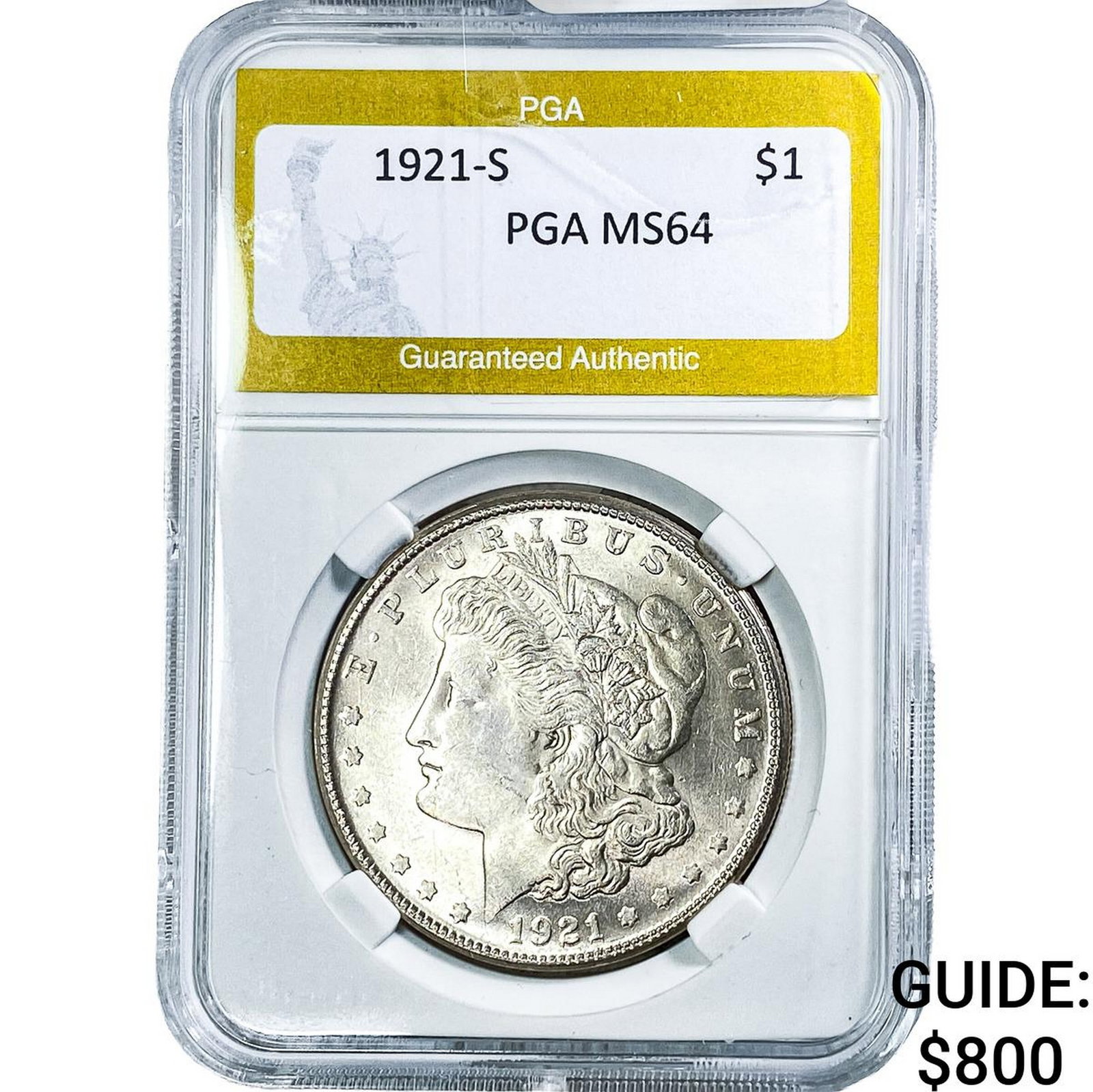 1921-S Morgan Silver Dollar PGA MS64: 1921-S Morgan Silver Dollar PGA MS64