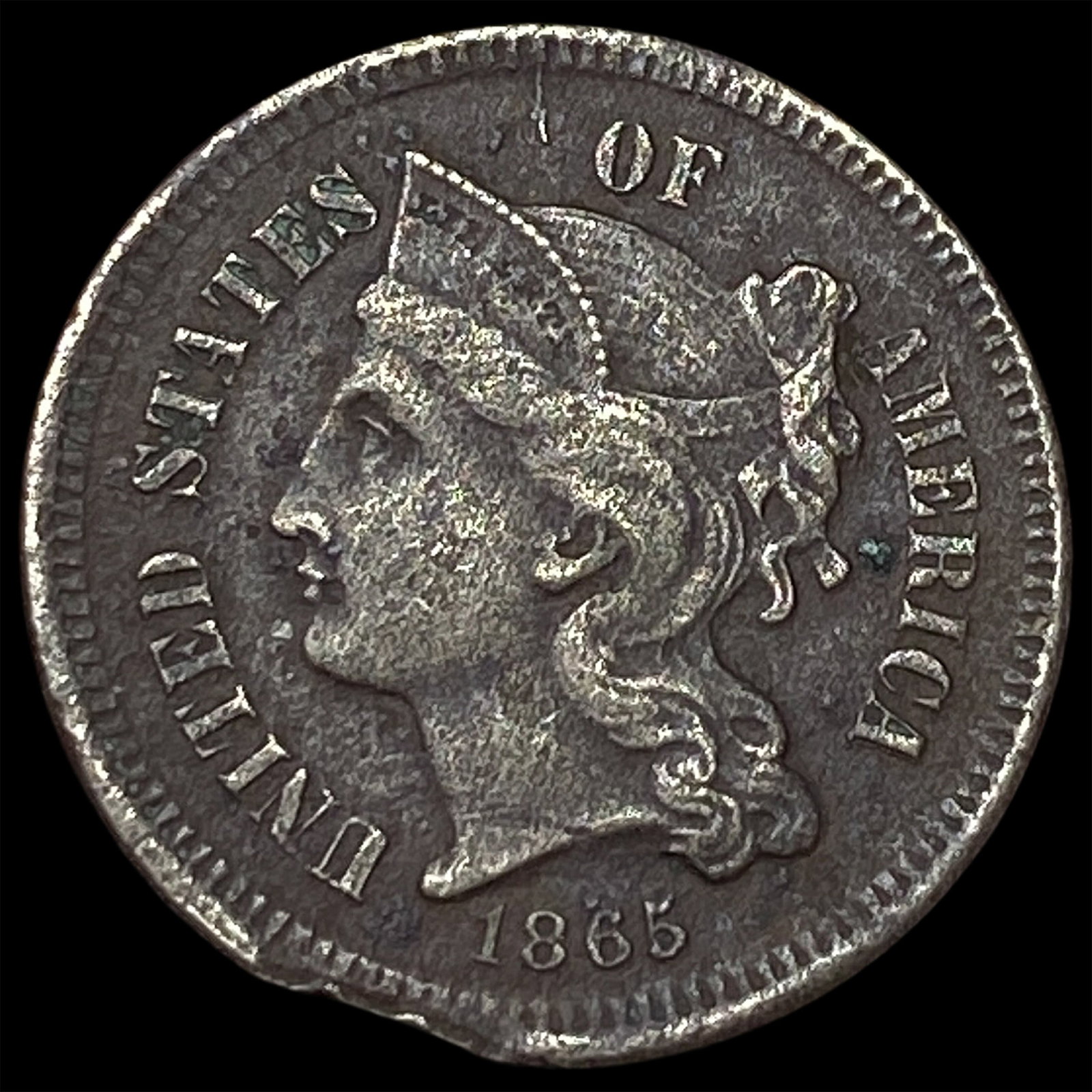 1865 Nickel Three-Cent Piece LIGHTLY CIRCULATED: 1865 Nickel Three-Cent Piece LIGHTLY CIRCULATED