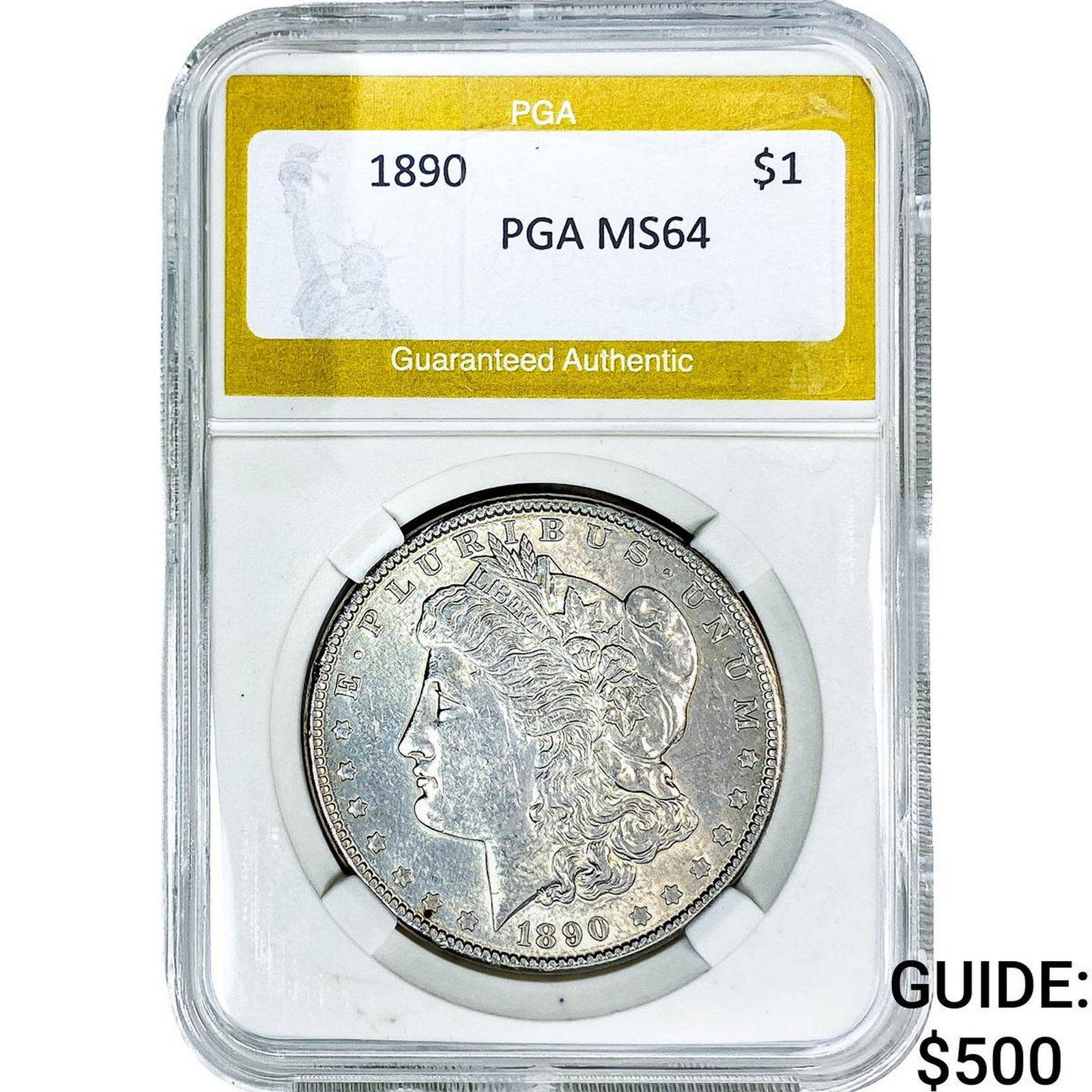 1890 Morgan Silver Dollar PGA MS64: 1890 Morgan Silver Dollar PGA MS64