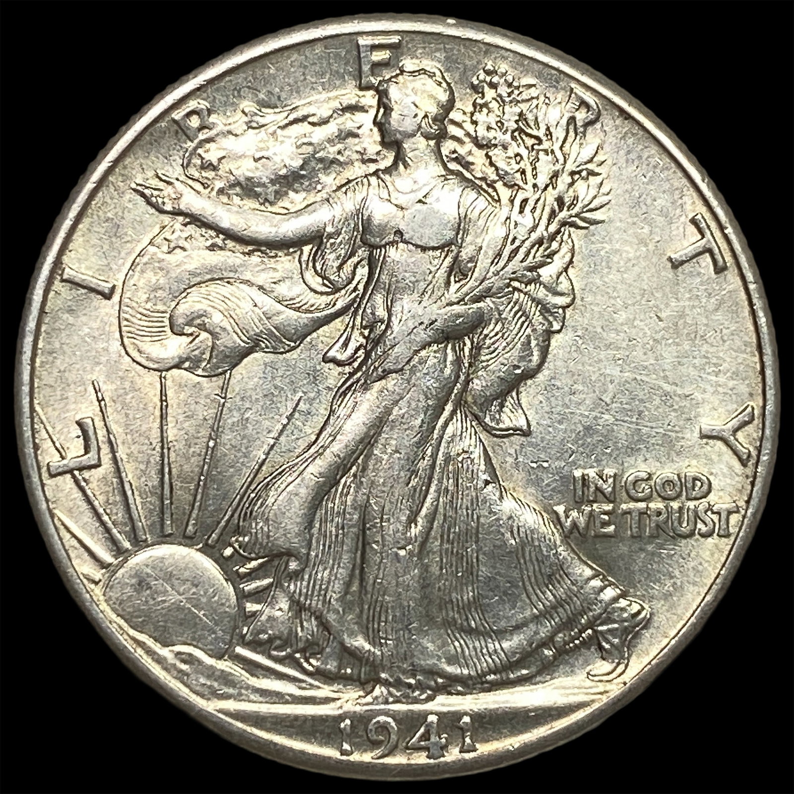 1941 Silver Walking Liberty Half Dollar CLOSELY UNCIRCULATED: 1941 Silver Walking Liberty Half Dollar CLOSELY UNCIRCULATED