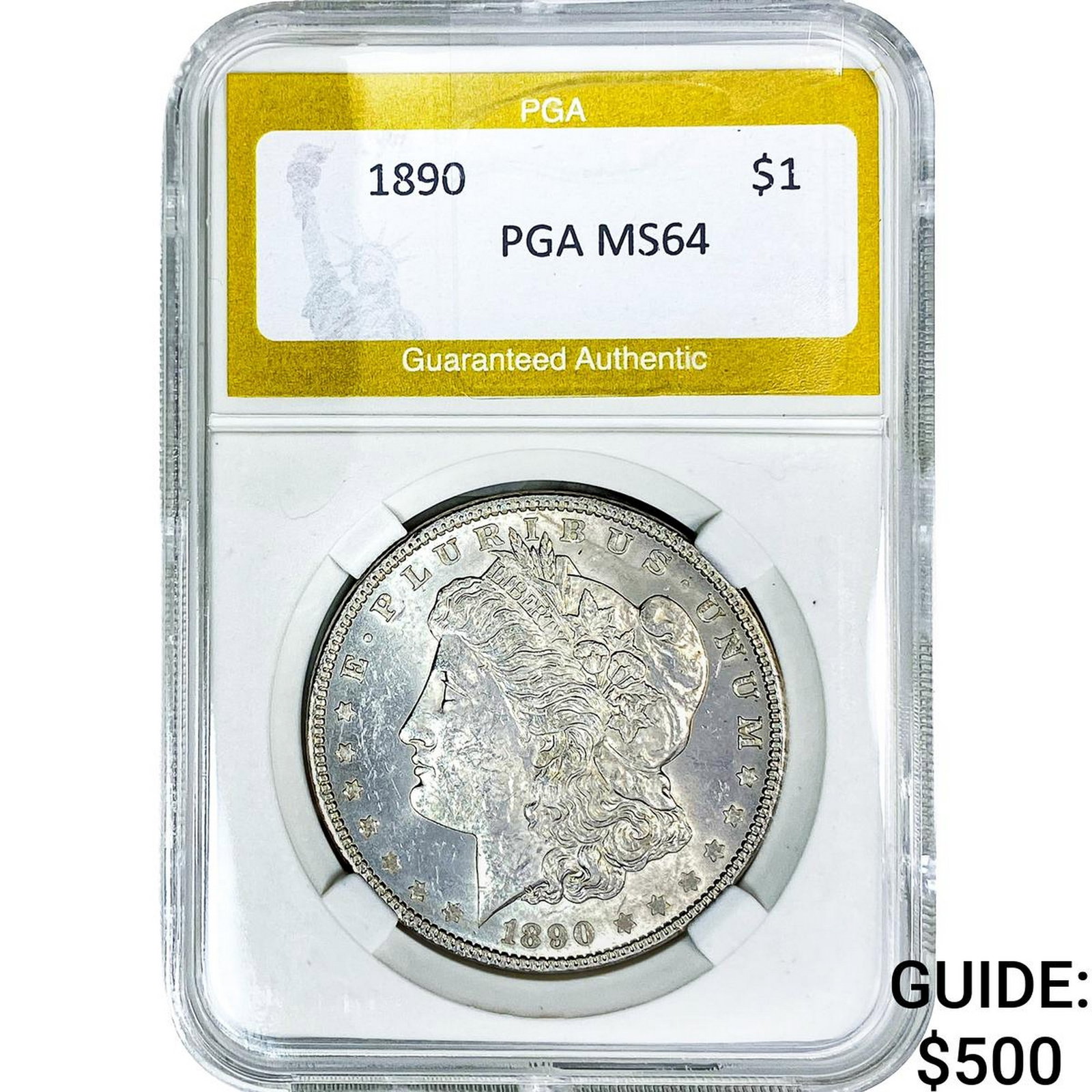 1890 Morgan Silver Dollar PGA MS64: 1890 Morgan Silver Dollar PGA MS64
