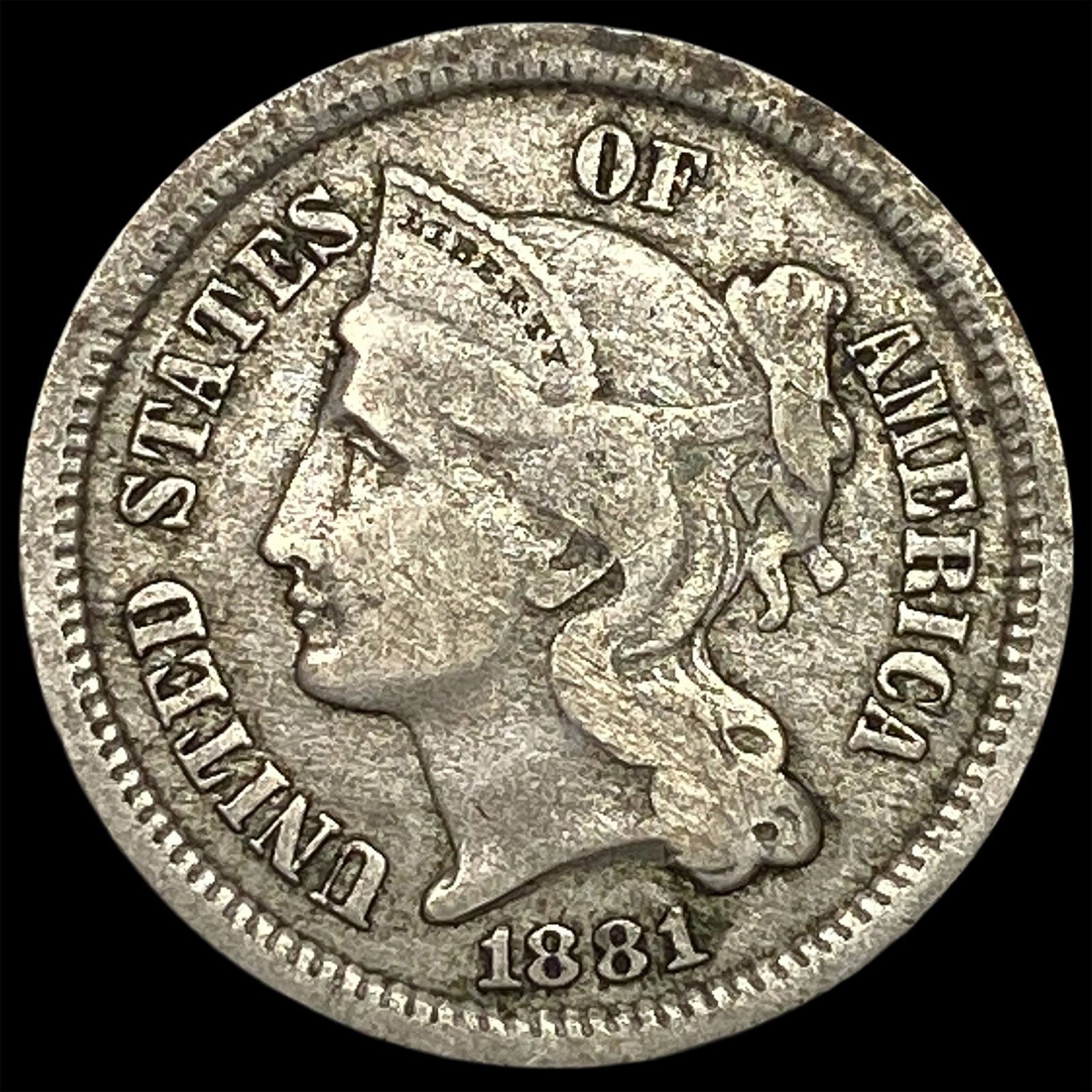 1881 Nickel Three-Cent Piece LIGHTLY CIRCULATED (1 of 2)