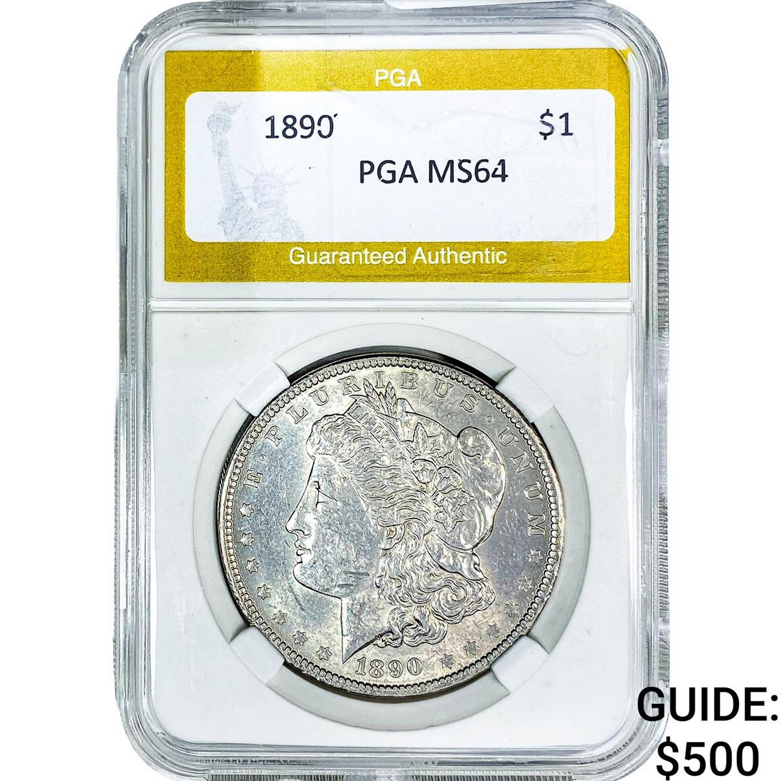 1890 Morgan Silver Dollar PGA MS64: 1890 Morgan Silver Dollar PGA MS64