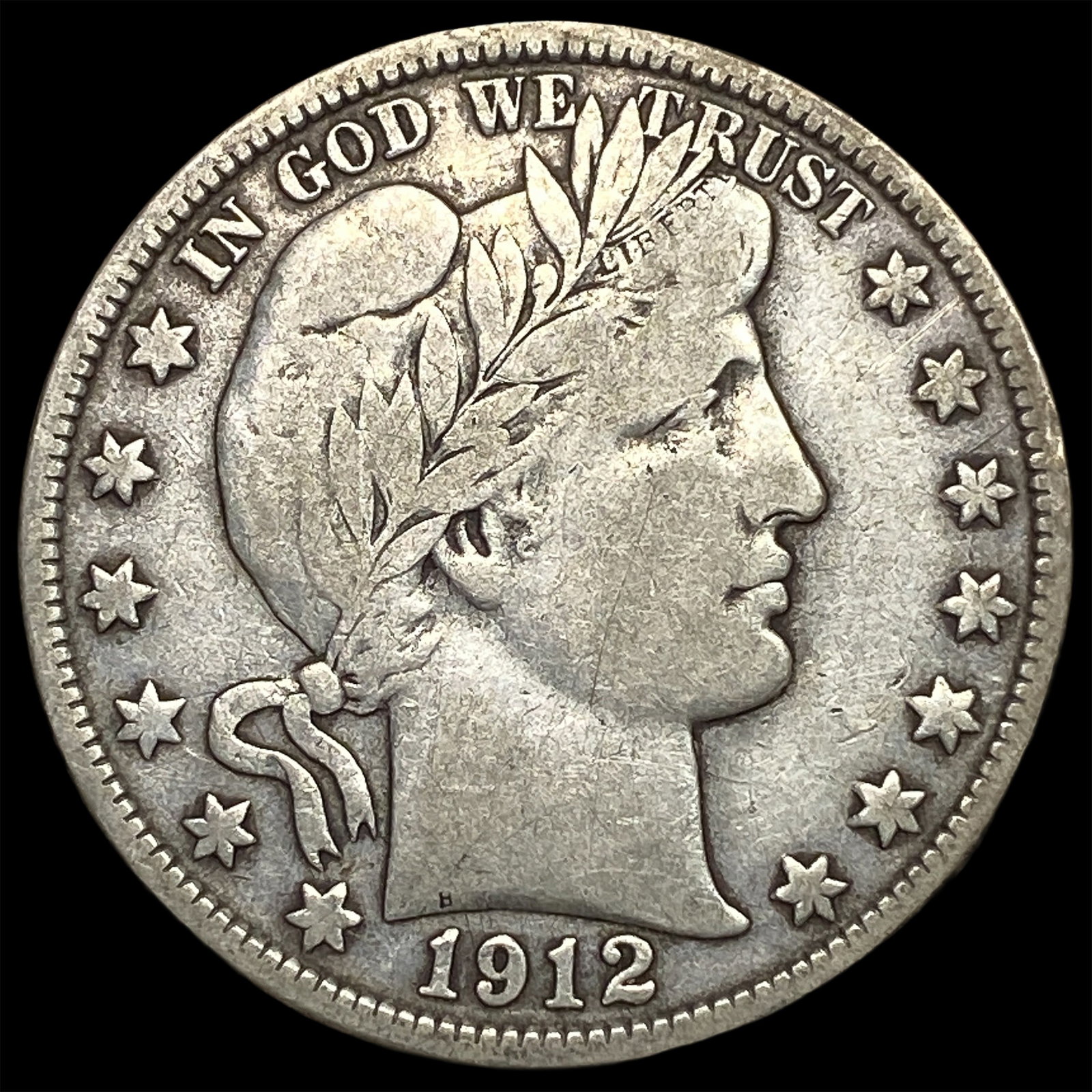 1912-S Silver Barber Half Dollar LIGHTLY CIRCULATED: 1912-S Silver Barber Half Dollar LIGHTLY CIRCULATED