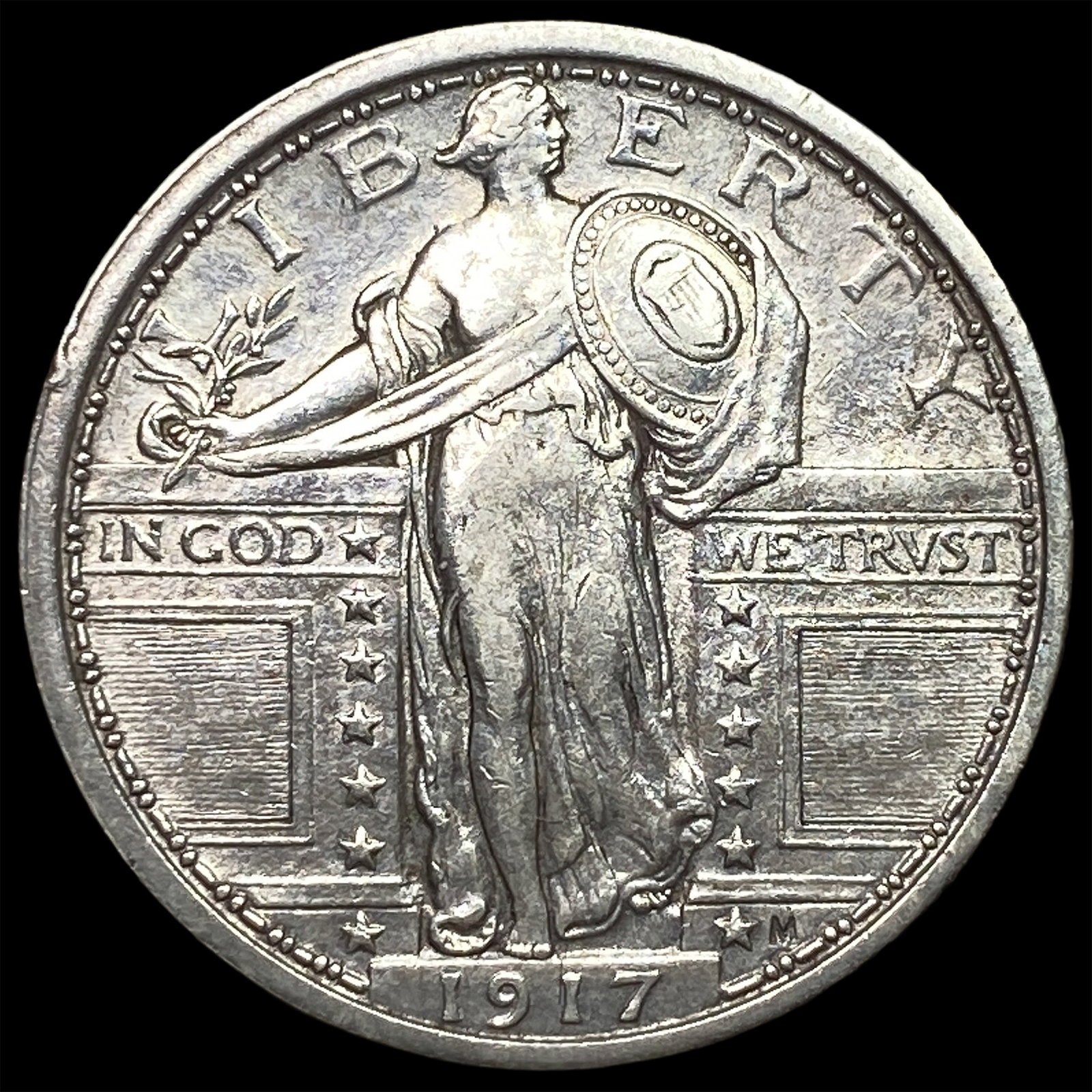 1917 Type 1 Standing Liberty Quarter NEARLY UNCIRCULATED: 1917 Type 1 Standing Liberty Quarter NEARLY UNCIRCULATED