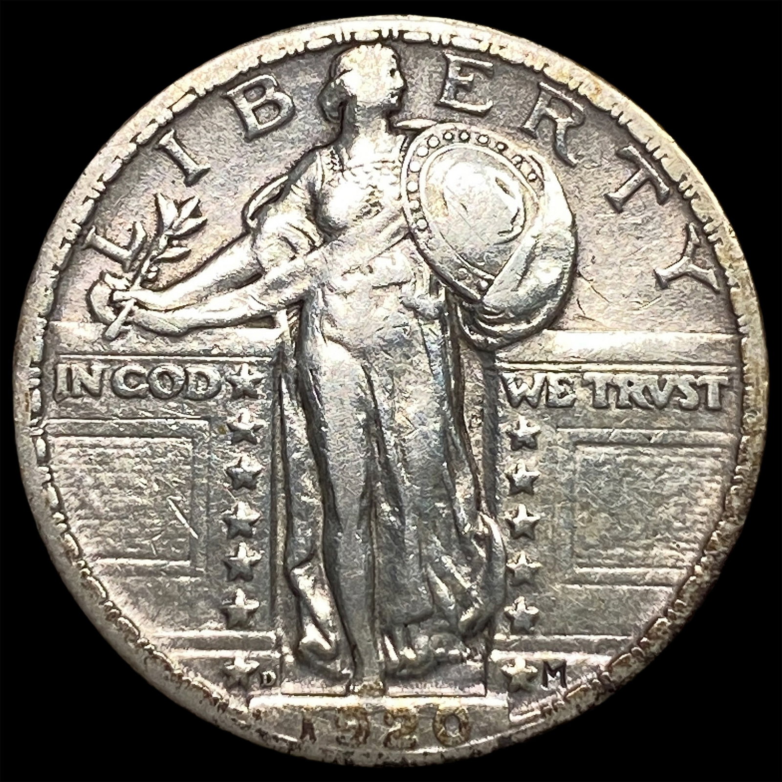 1920-D Silver Standing Liberty Quarter NEARLY UNCIRCULATED: 1920-D Silver Standing Liberty Quarter NEARLY UNCIRCULATED