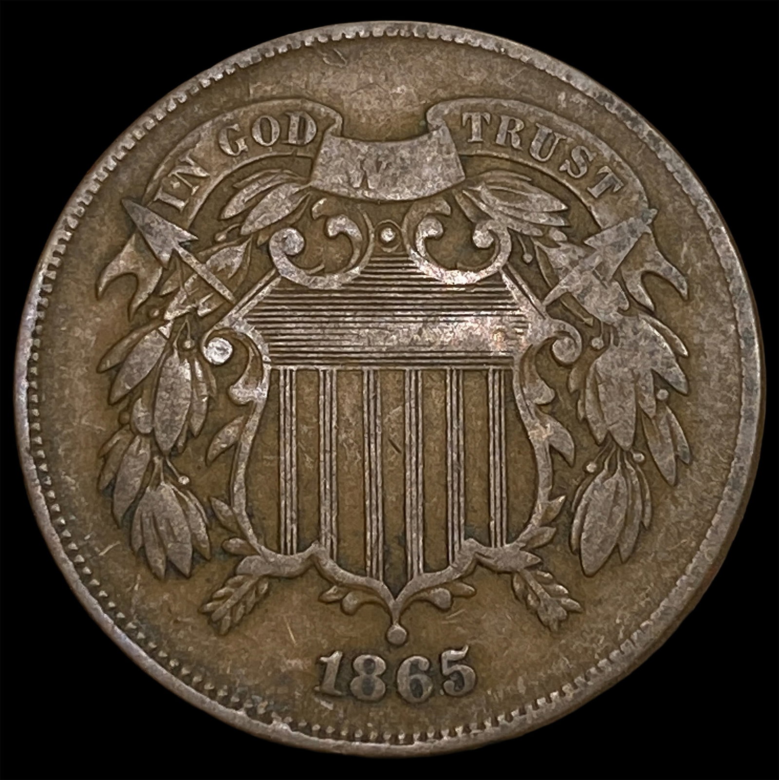 1865 Two-Cent Piece NEARLY UNCIRCULATED: 1865 Two-Cent Piece NEARLY UNCIRCULATED