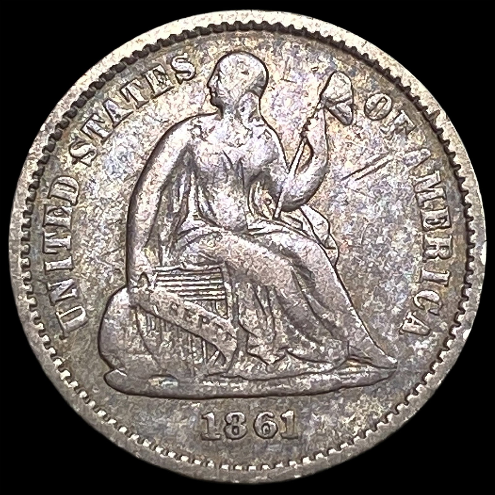 1861 Seated Liberty Half Dime LIGHTLY CIRCULATED: 1861 Seated Liberty Half Dime LIGHTLY CIRCULATED