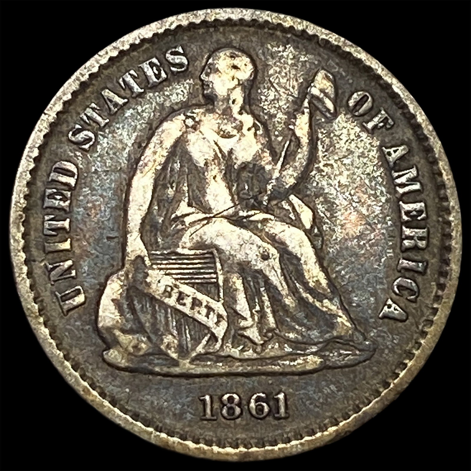 1861 Silver Seated Liberty Half Dime NEARLY UNCIRCULATED: 1861 Silver Seated Liberty Half Dime NEARLY UNCIRCULATED