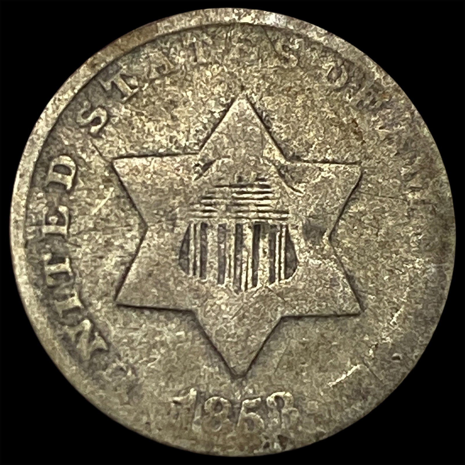 1853 Silver Three-Cent Piece LIGHTLY CIRCULATED: 1853 Silver Three-Cent Piece LIGHTLY CIRCULATED