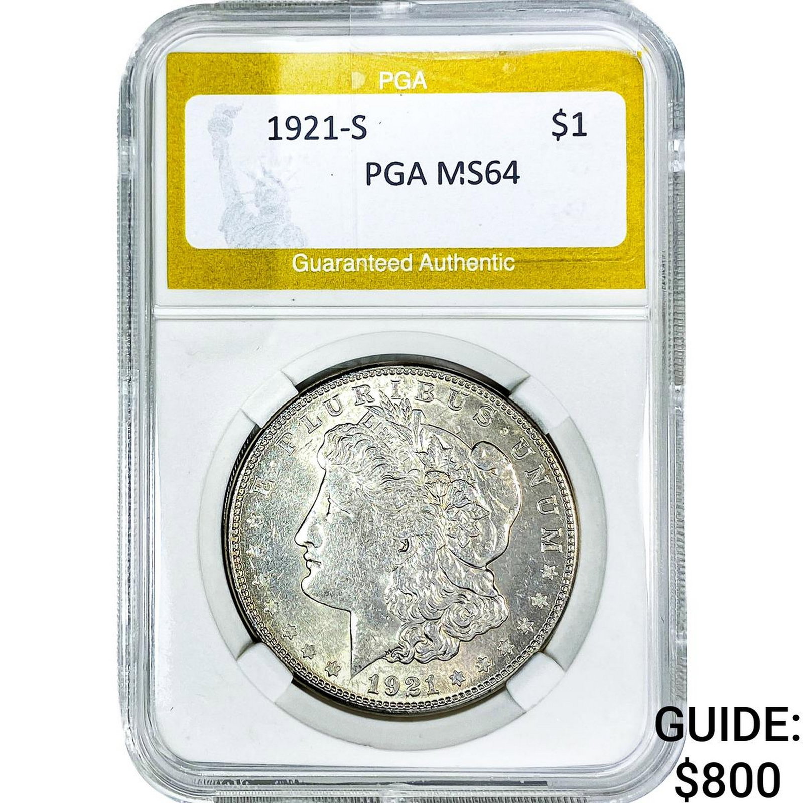 1921-S Morgan Silver Dollar PGA MS64: 1921-S Morgan Silver Dollar PGA MS64