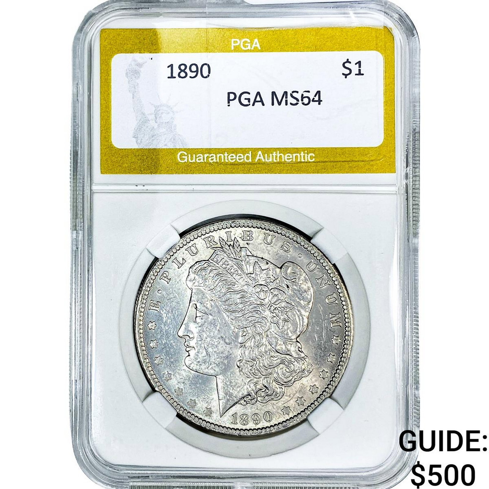 1890 Morgan Silver Dollar PGA MS64: 1890 Morgan Silver Dollar PGA MS64