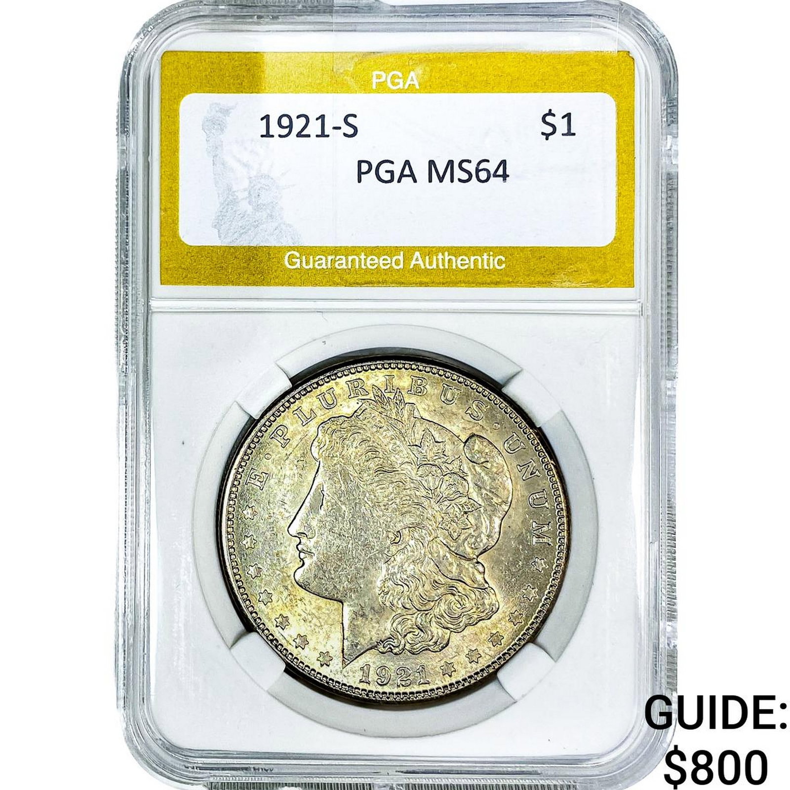 1921-S Morgan Silver Dollar PGA MS64: 1921-S Morgan Silver Dollar PGA MS64