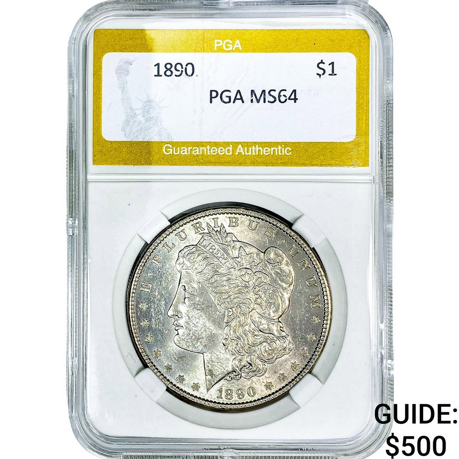 1890 Morgan Silver Dollar PGA MS64: 1890 Morgan Silver Dollar PGA MS64