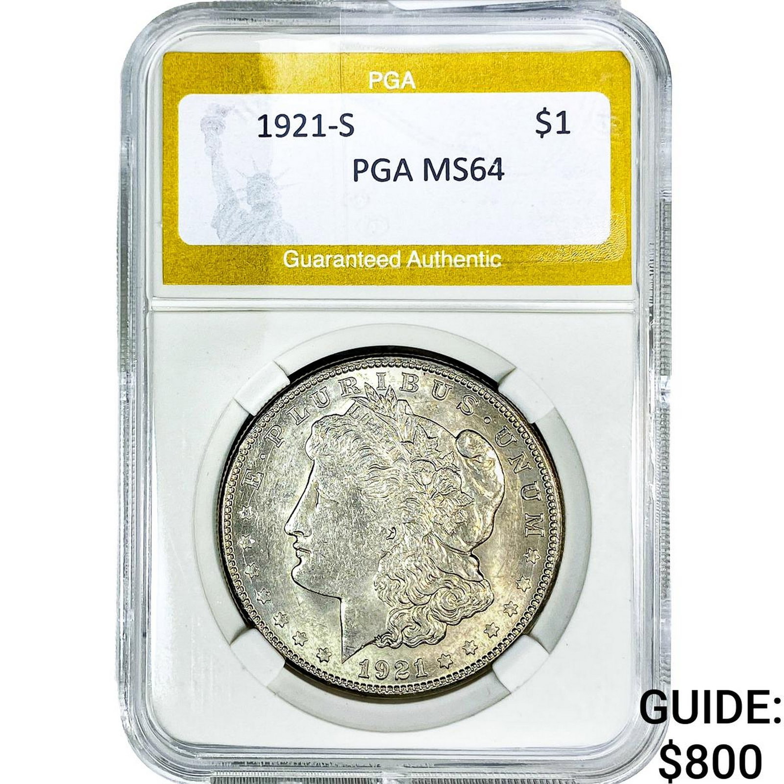 1921-S Morgan Silver Dollar PGA MS64: 1921-S Morgan Silver Dollar PGA MS64