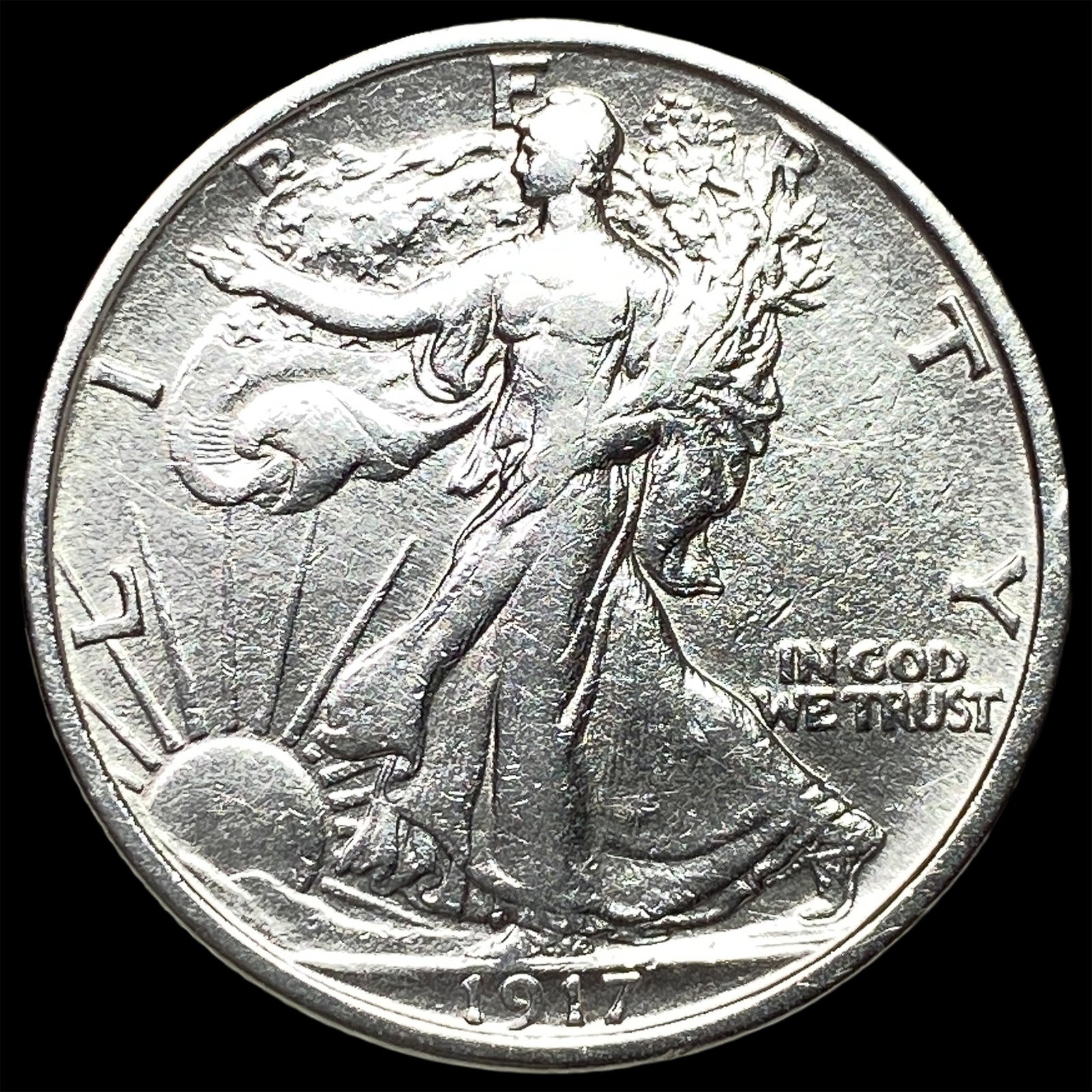 1917-S Silver Walking Liberty Half Dollar CLOSELY UNCIRCULATED: 1917-S Silver Walking Liberty Half Dollar CLOSELY UNCIRCULATED