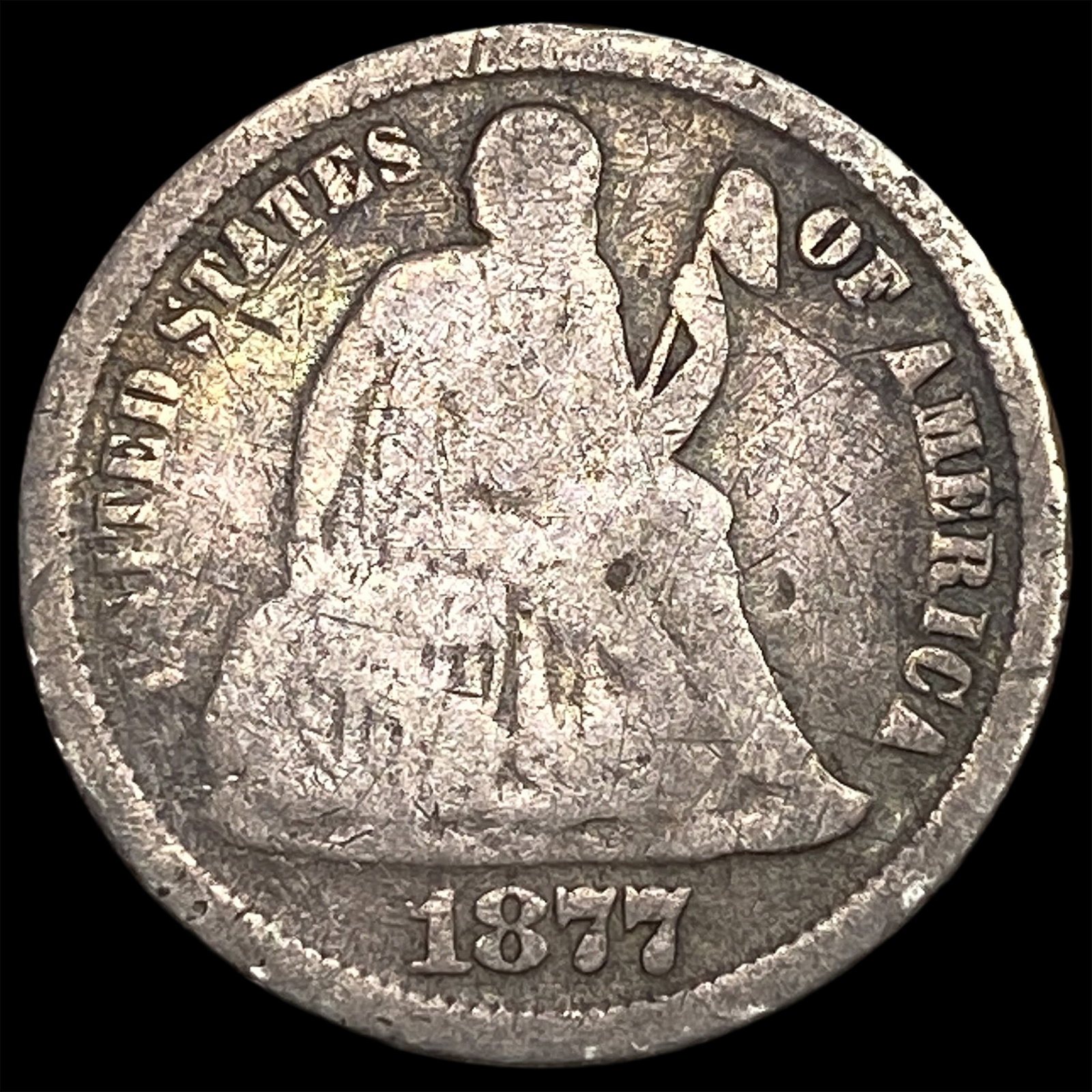 1877-CC Silver Seated Liberty Dime NICELY CIRCULATED: 1877-CC Silver Seated Liberty Dime NICELY CIRCULATED