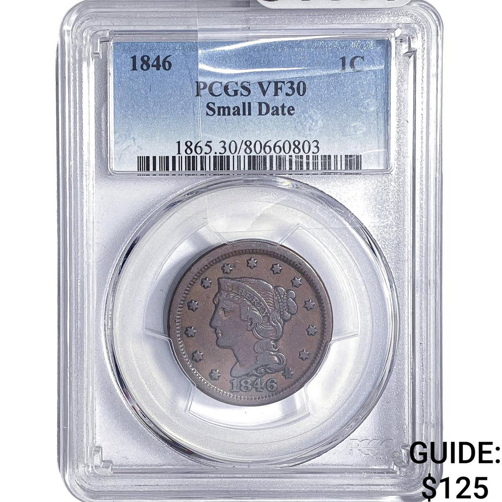 1846 Braided Hair Large Cent PCGS VF30 Small Date (1 of 2)