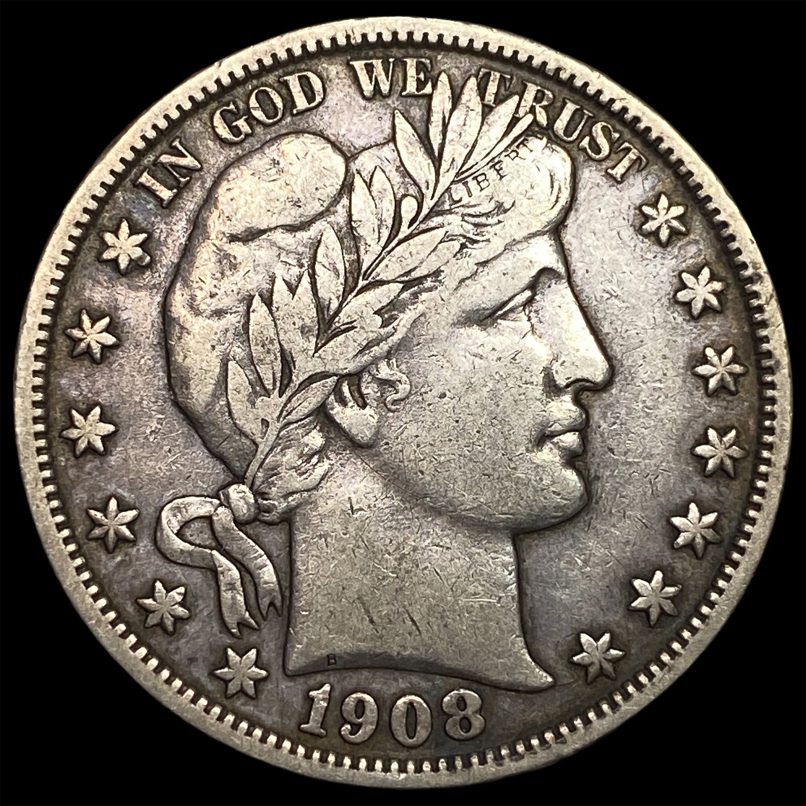 1908-S Silver Barber Half Dollar NEARLY UNCIRCULATED: 1908-S Silver Barber Half Dollar NEARLY UNCIRCULATED