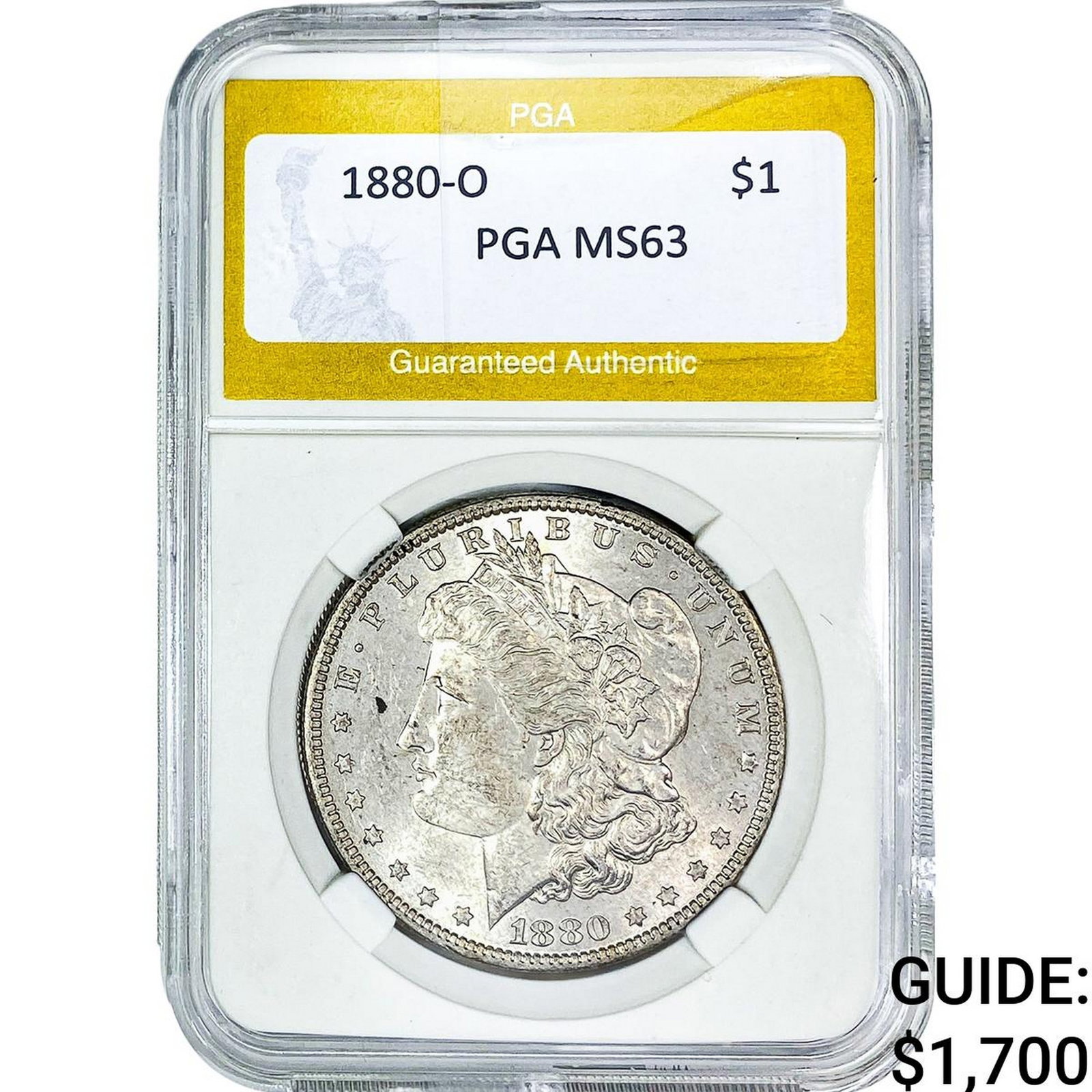1880-O Morgan Silver Dollar PGA MS63: 1880-O Morgan Silver Dollar PGA MS63