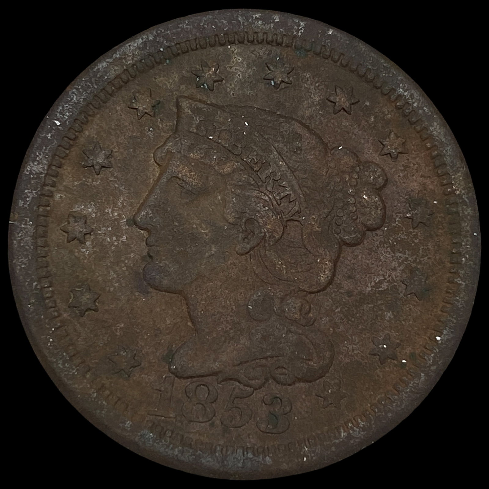 1853 Braided Hair Large Cent NICELY CIRCULATED (1 of 2)