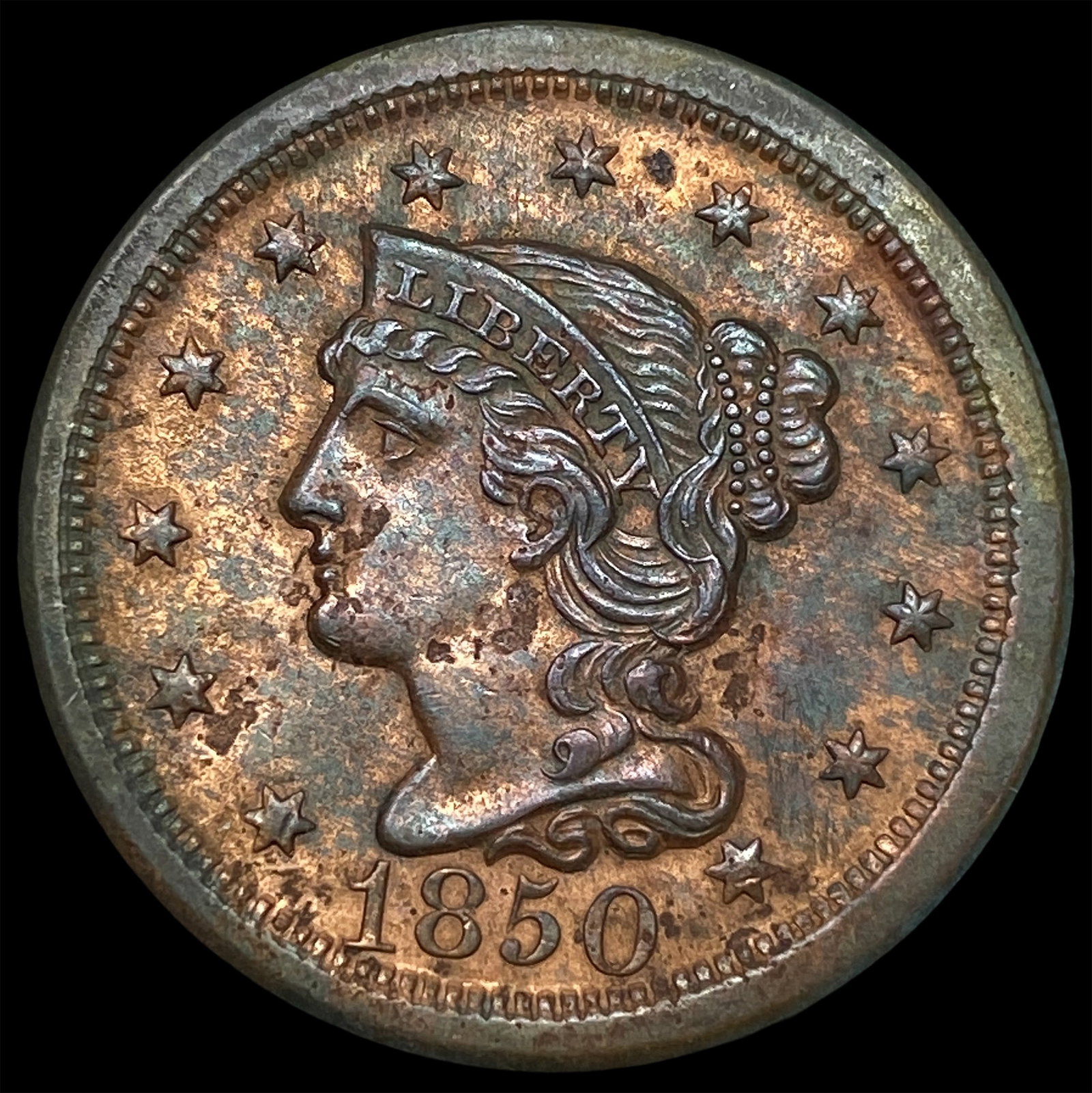 1850 Braided Hair Large Cent CLOSELY UNCIRCULATED (1 of 2)