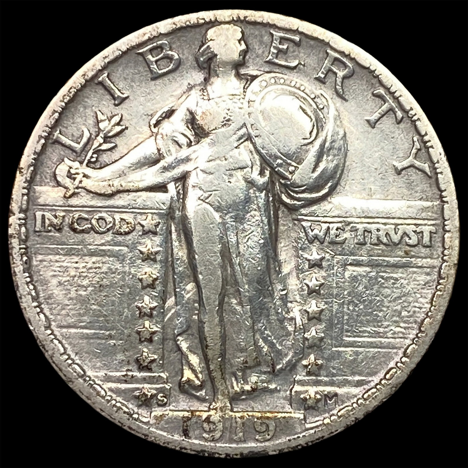 1919-S Silver Standing Liberty Quarter ABOUT UNCIRCULATED (1 of 2)